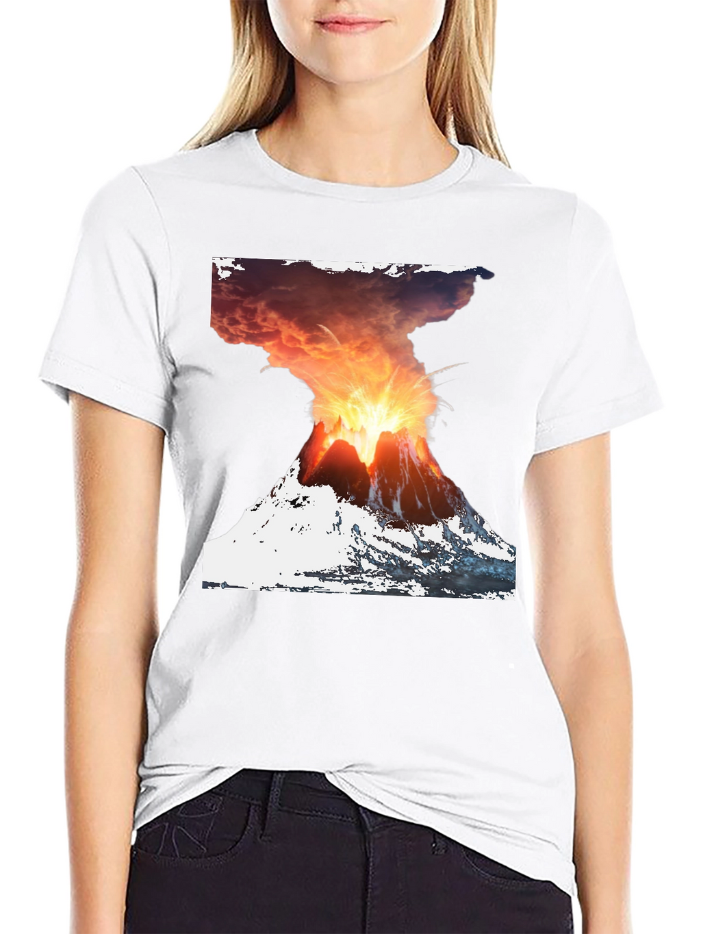 Volcano Eruption Graphic Print Tee