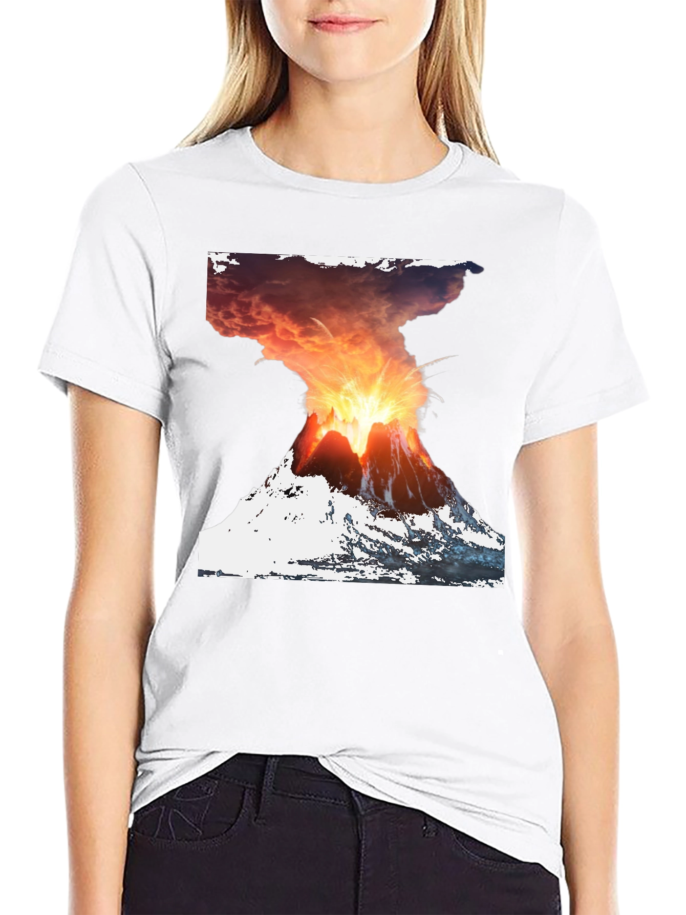 Volcano Eruption Graphic Print Tee