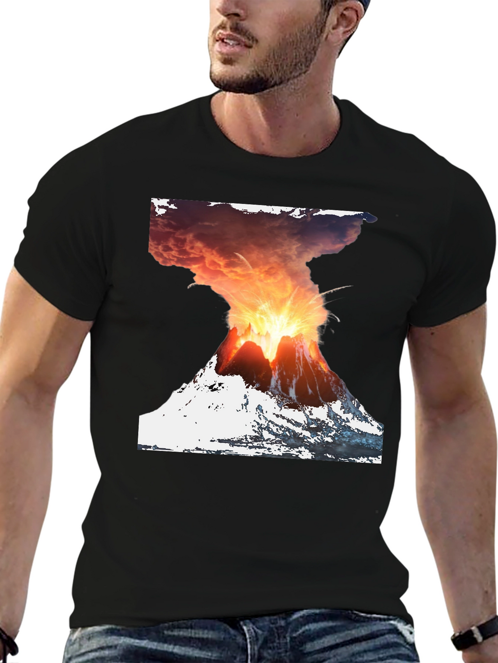 Volcano Eruption Graphic Print Tee
