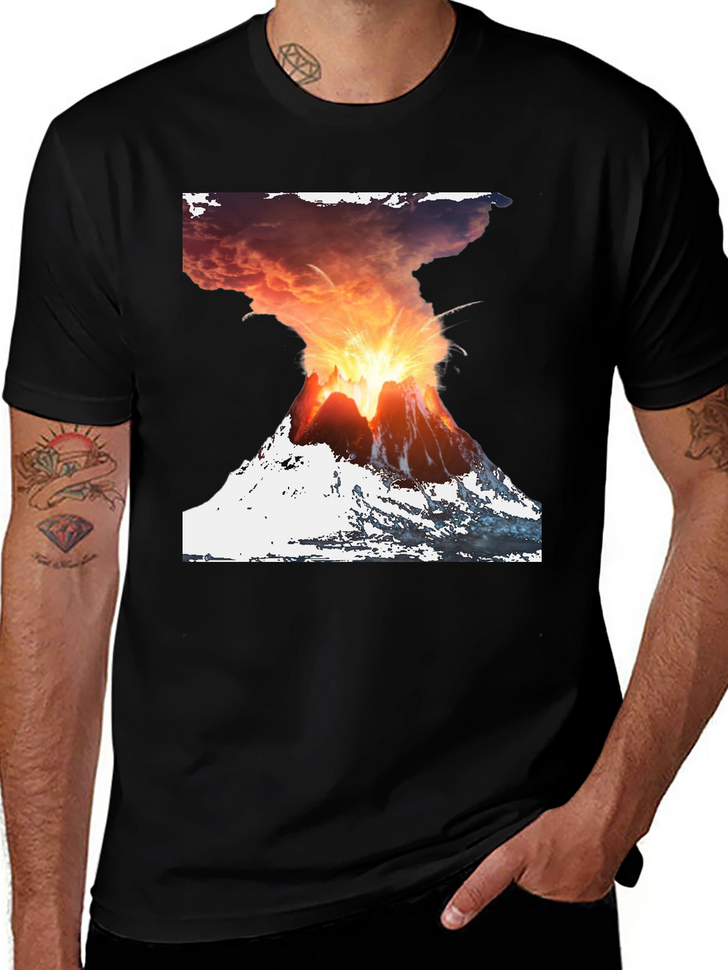 Volcano Eruption Graphic Print Tee