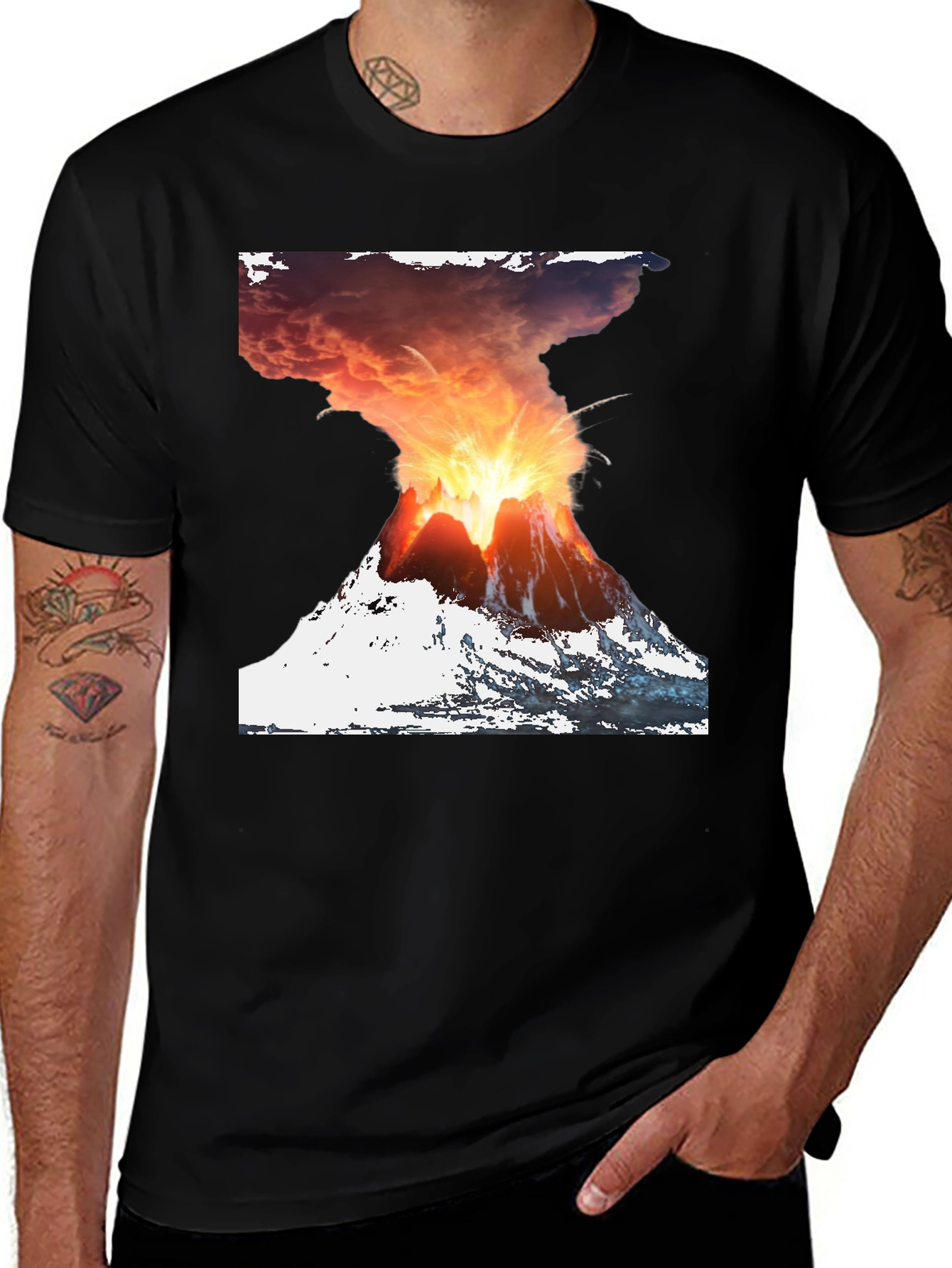 Volcano Eruption Graphic Print Tee