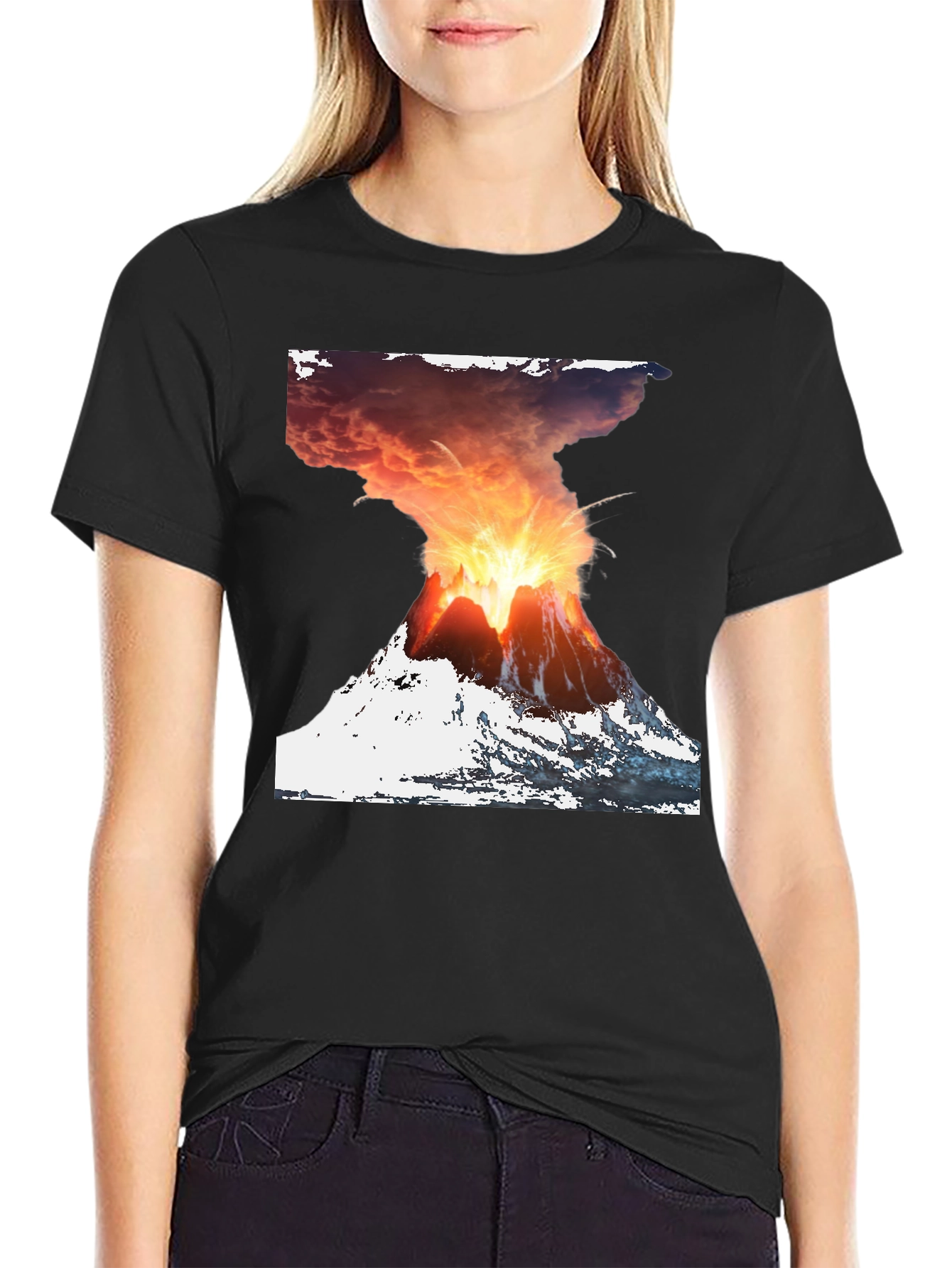 Volcano Eruption Graphic Print Tee