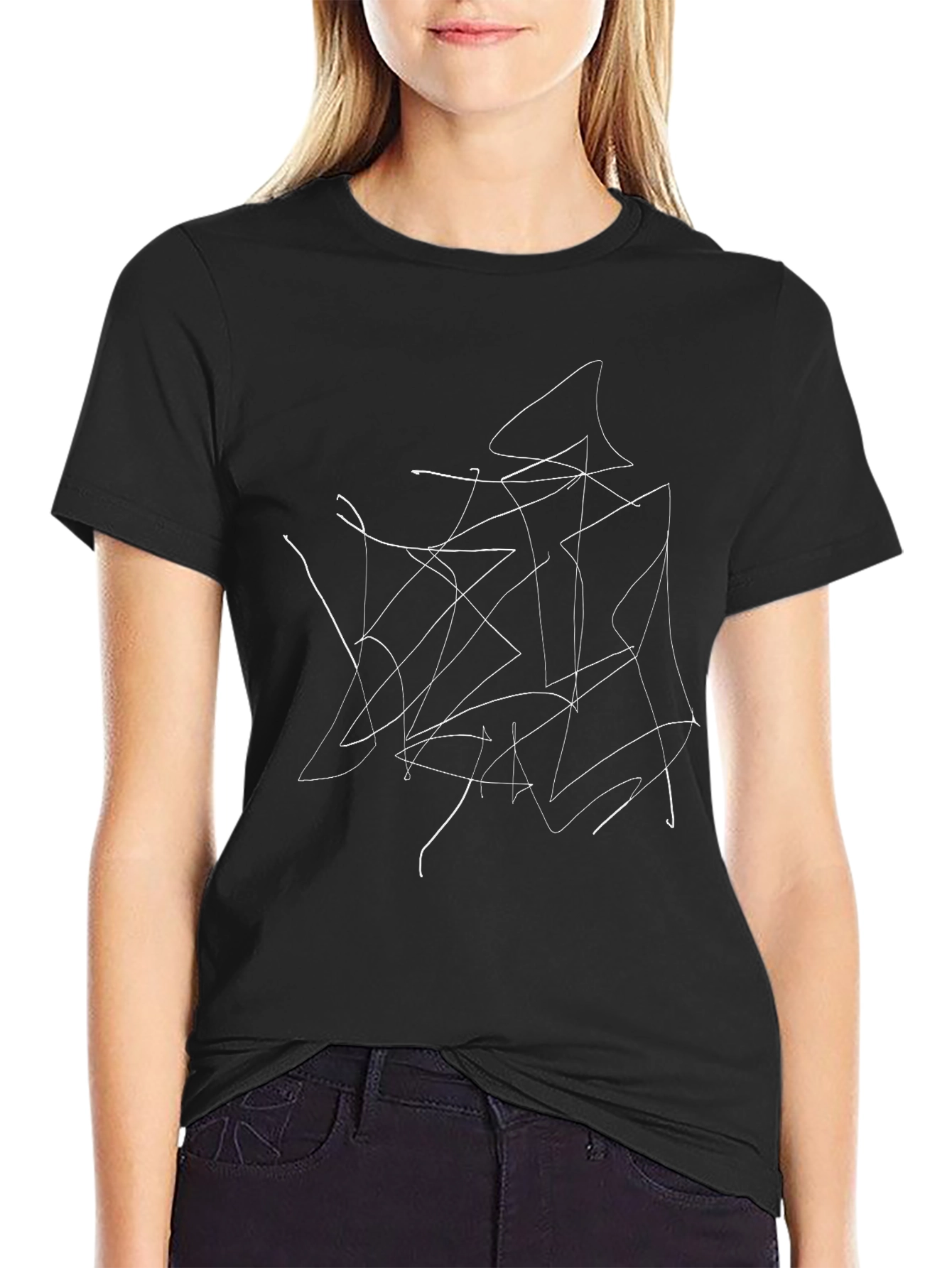 Abstract Line Art Black T-Shirt - Modern Graphic Tee