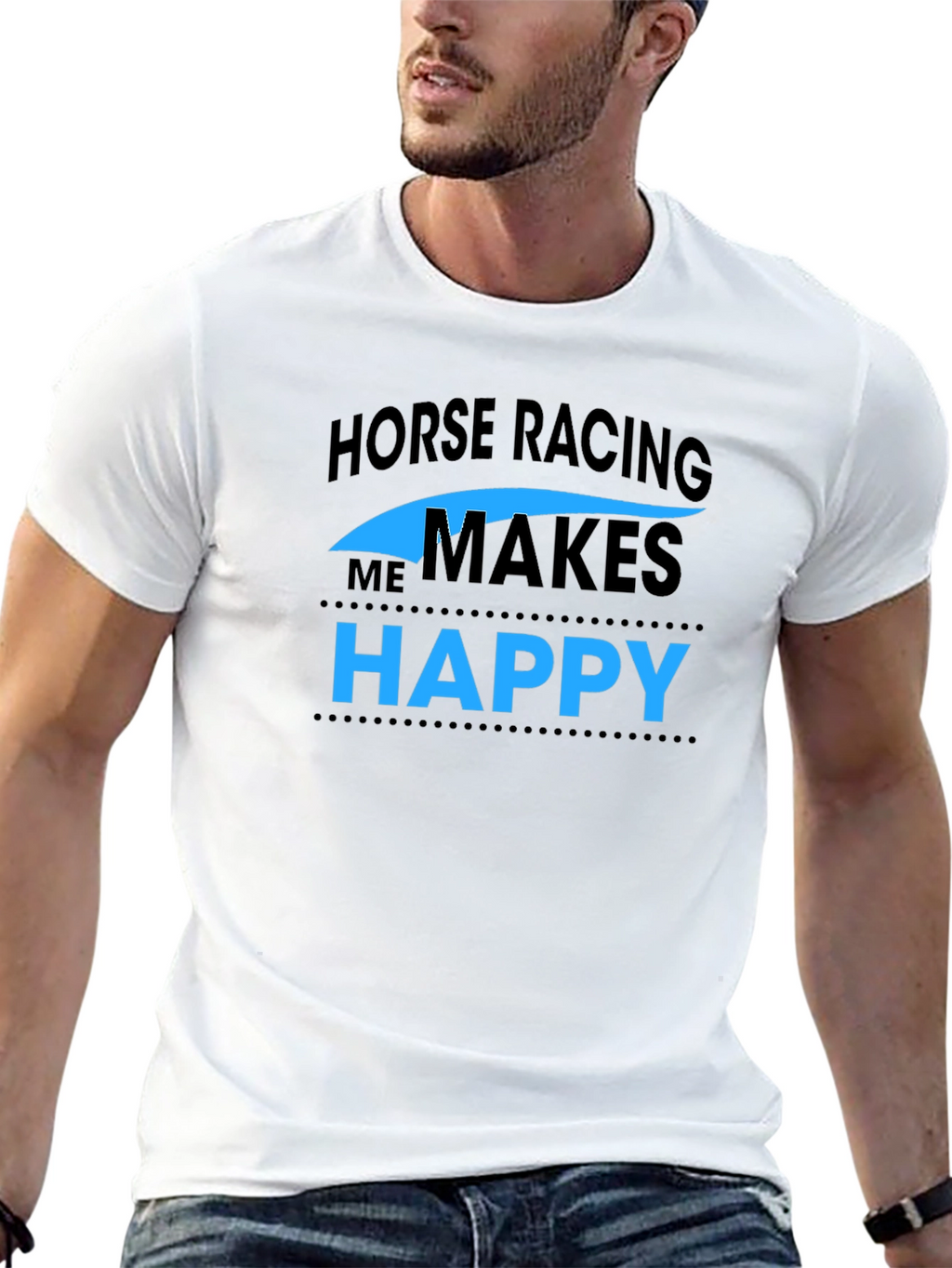 Horse Racing Makes Me Happy Black T-Shirt