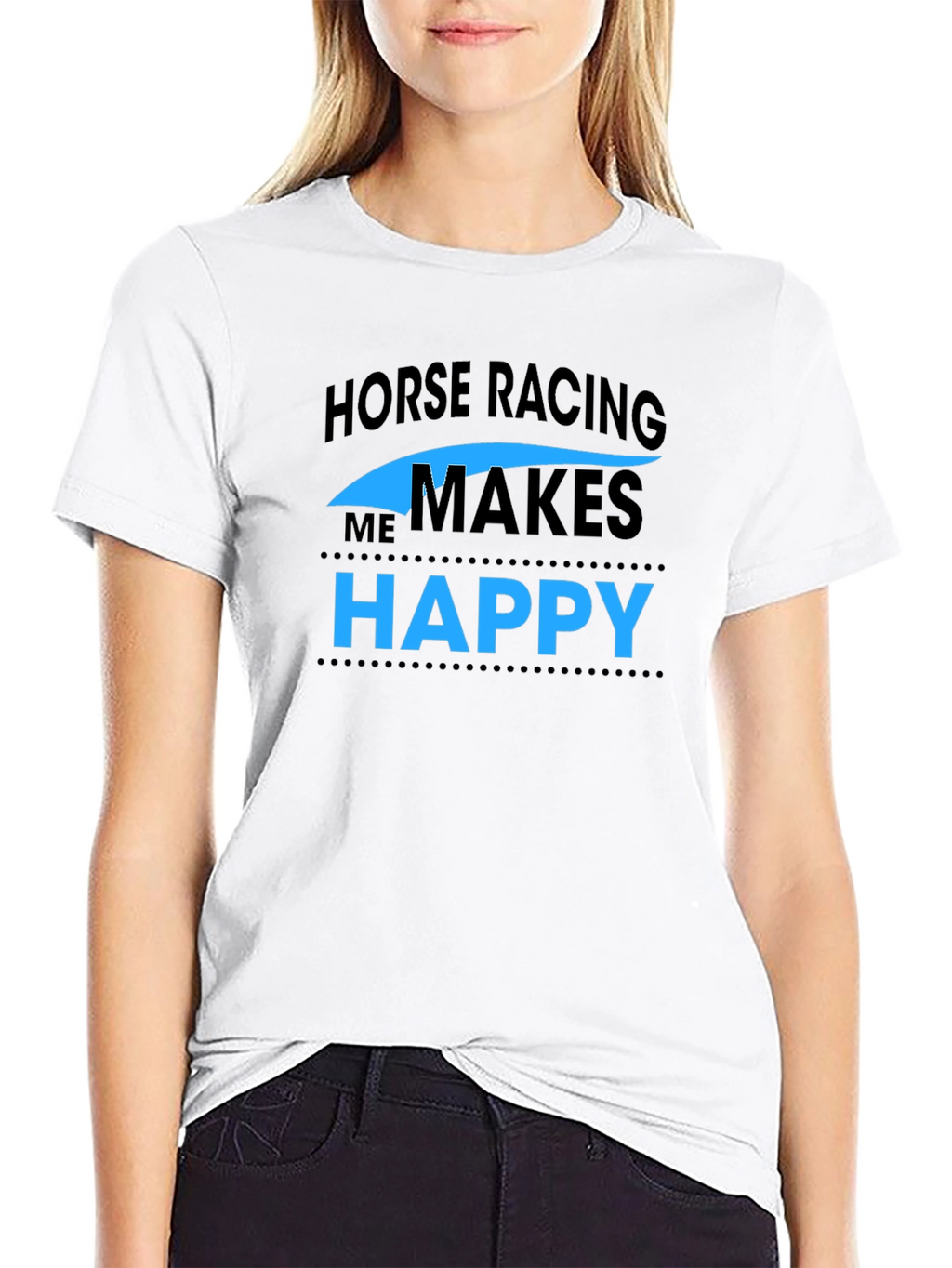 Horse Racing Makes Me Happy Black T-Shirt