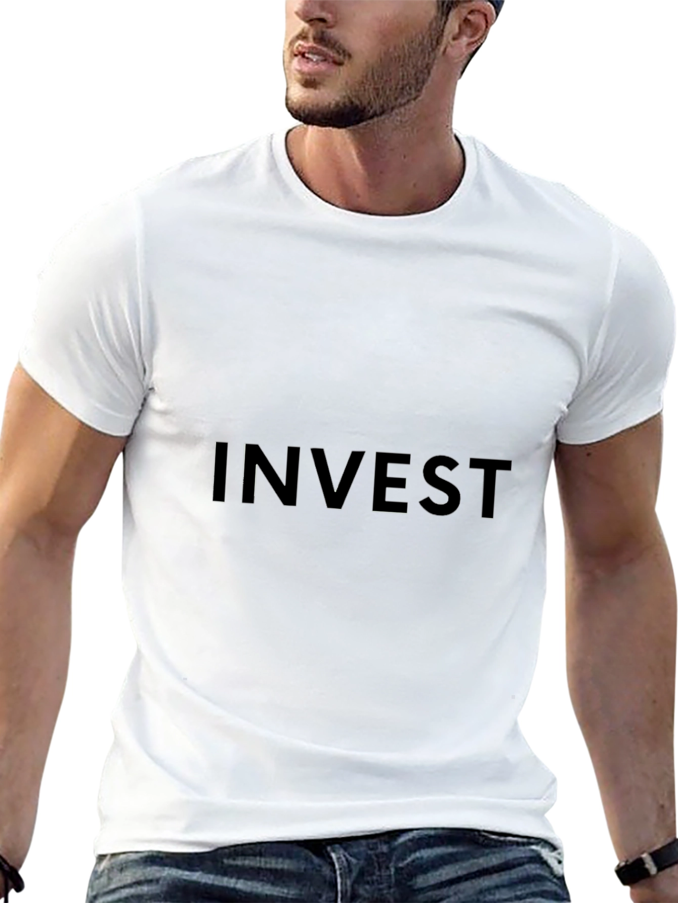 INVEST Black Graphic Tee - Casual Style