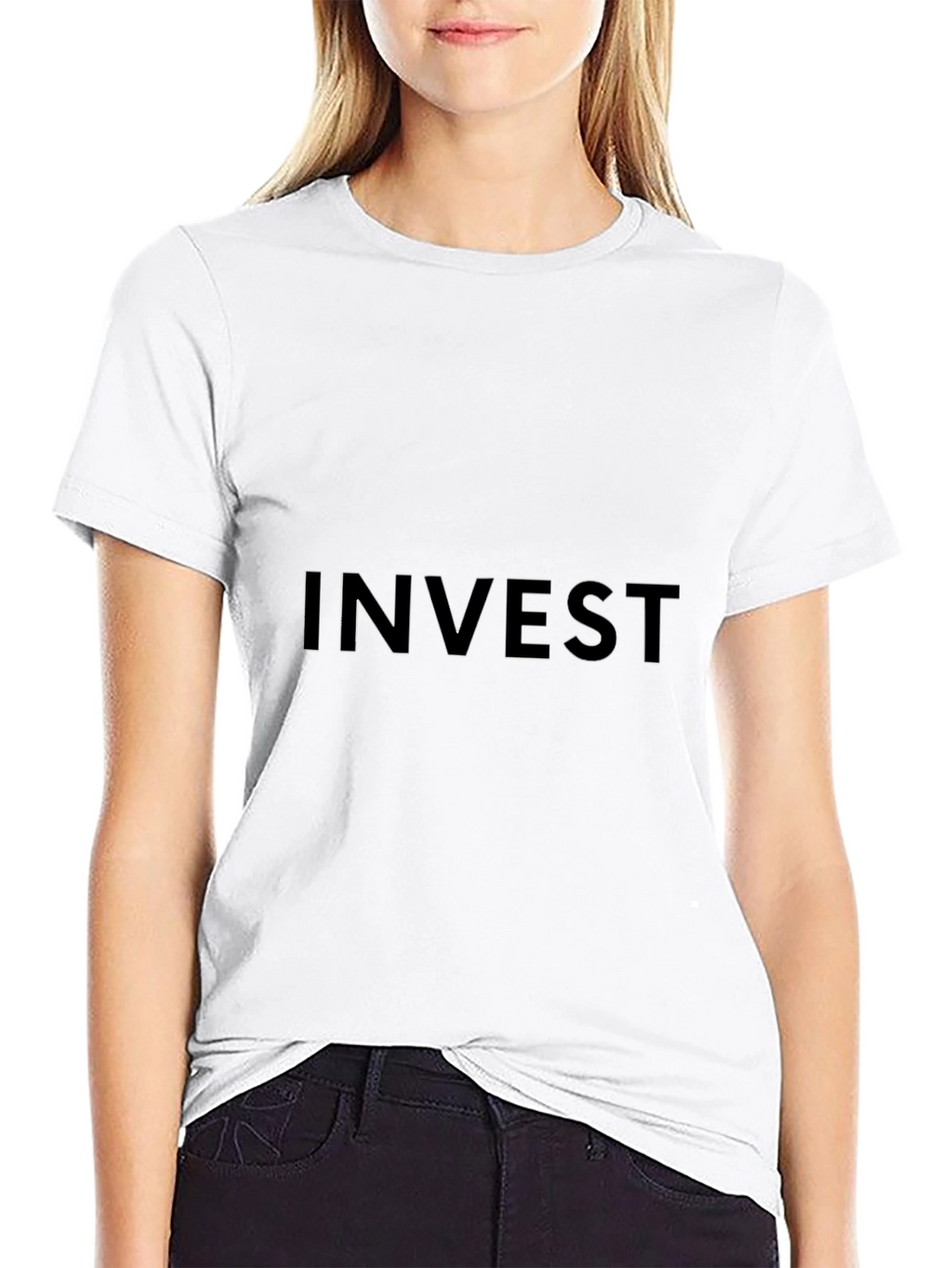 INVEST Black Graphic Tee - Casual Style