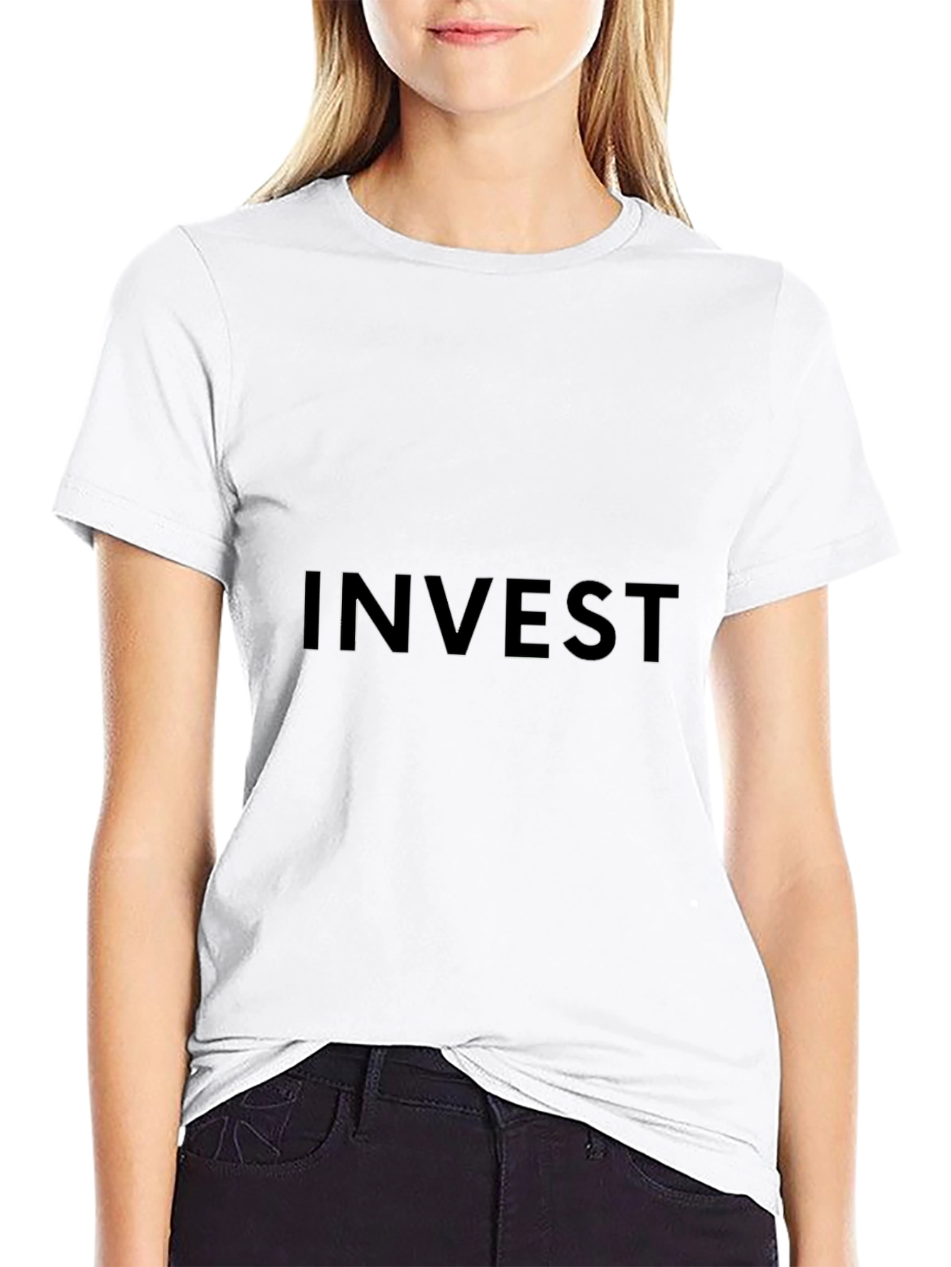 INVEST Black Graphic Tee - Casual Style