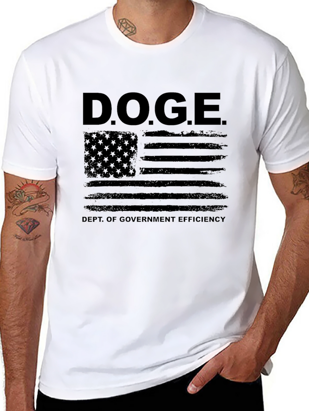 D.O.G.E. Dept. of Government Efficiency American Flag T-Shirt