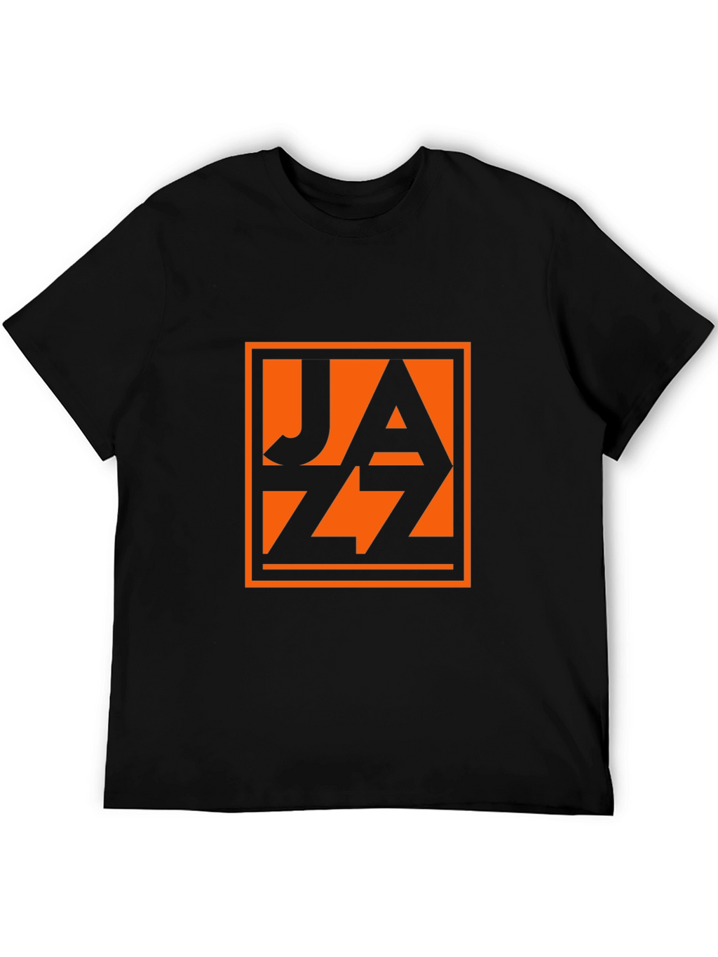 Black T-Shirt with Orange Jazz Graphic