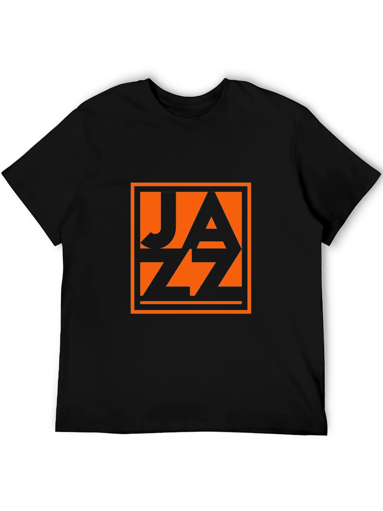 Black T-Shirt with Orange Jazz Graphic