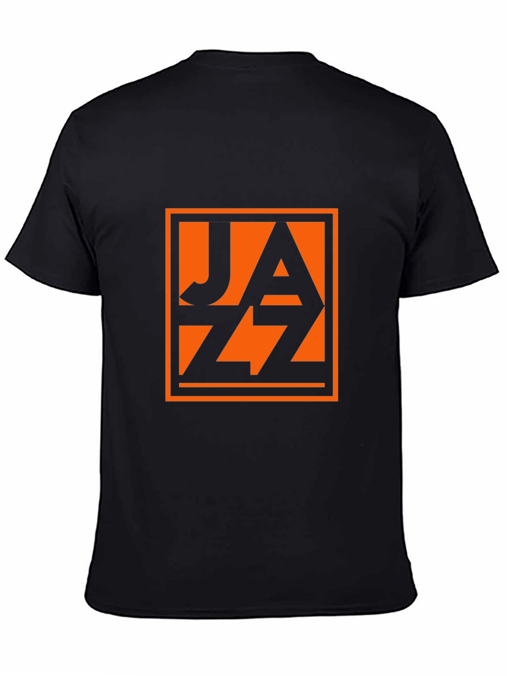 Black T-Shirt with Orange Jazz Graphic