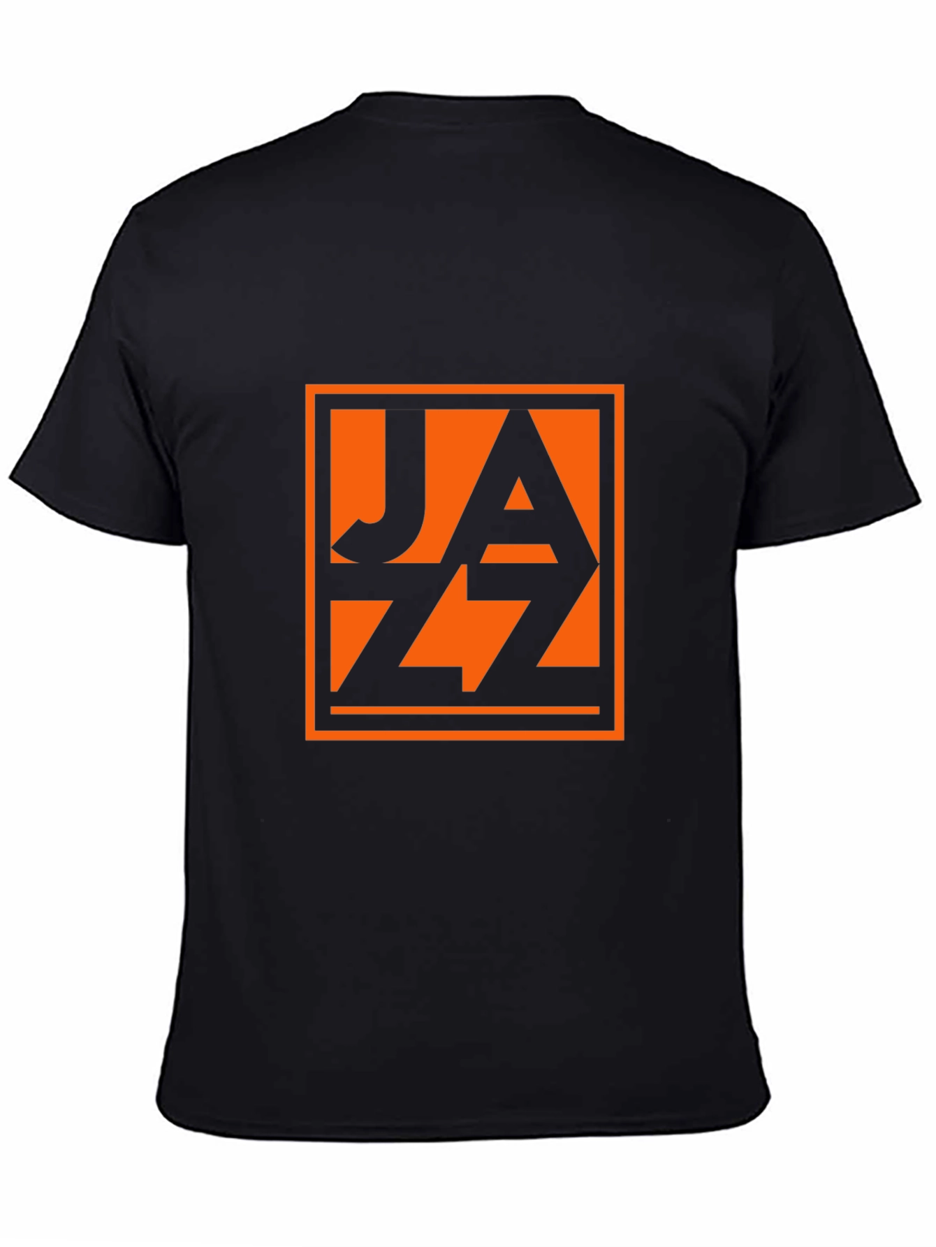 Black T-Shirt with Orange Jazz Graphic