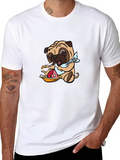 Pug Eating Meat Graphic T-Shirt