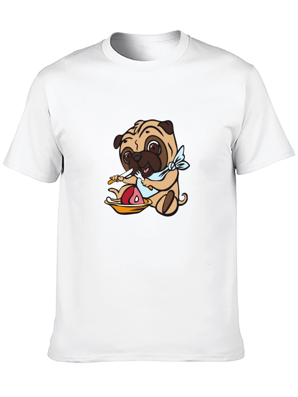 Pug Eating Meat Graphic T-Shirt