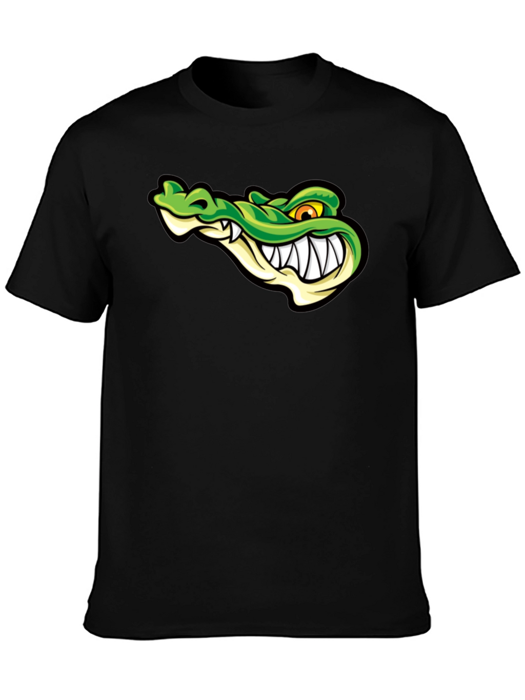 Cool Alligator Graphic Print Black T-Shirt