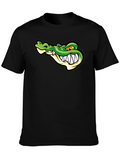 Cool Alligator Graphic Print Black T-Shirt