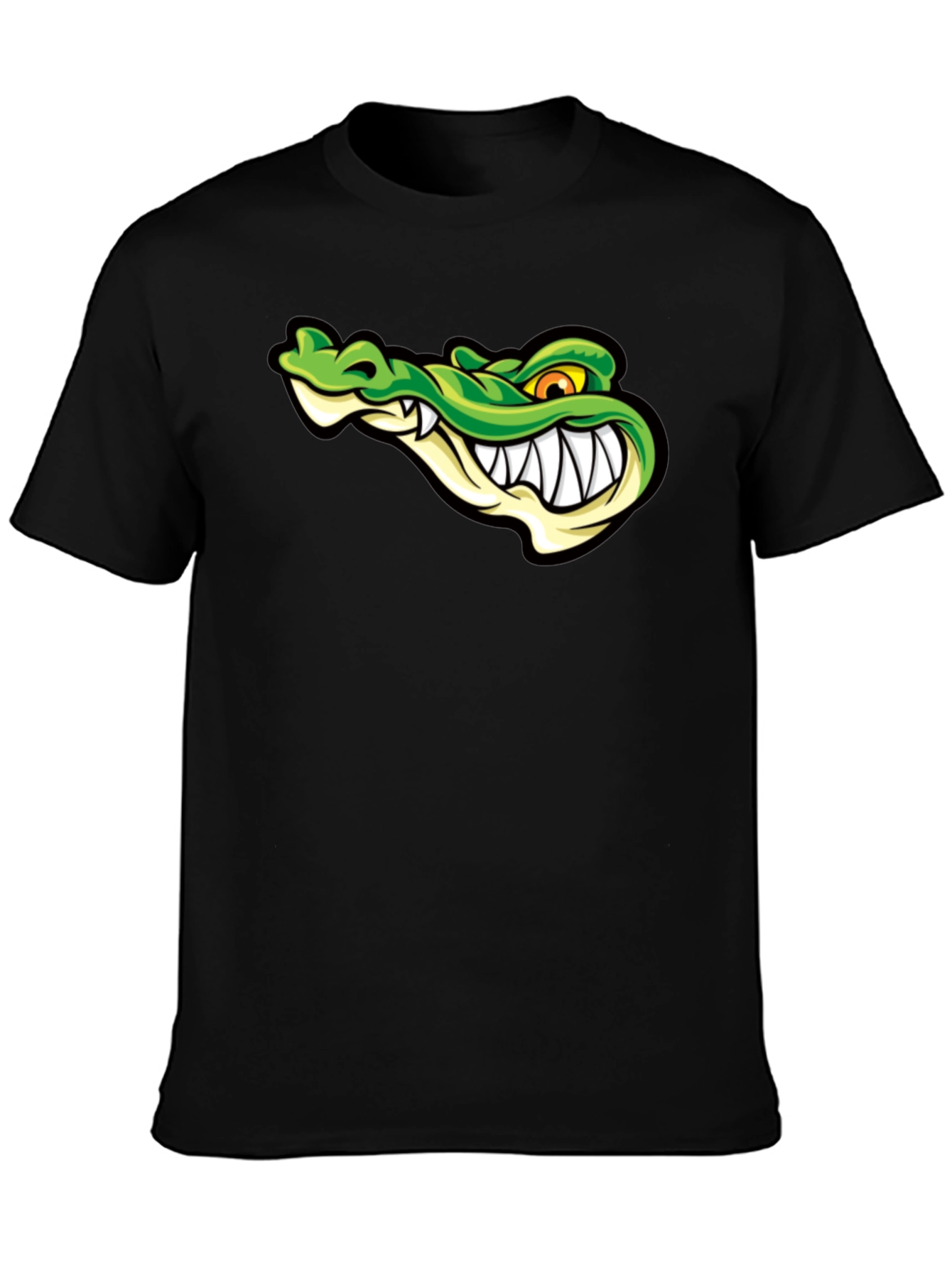 Cool Alligator Graphic Print Black T-Shirt