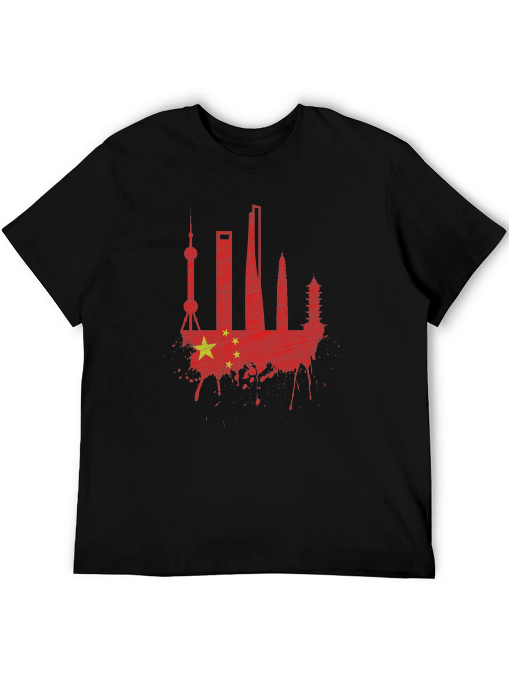 China Skyline Graphic T-Shirt - Black