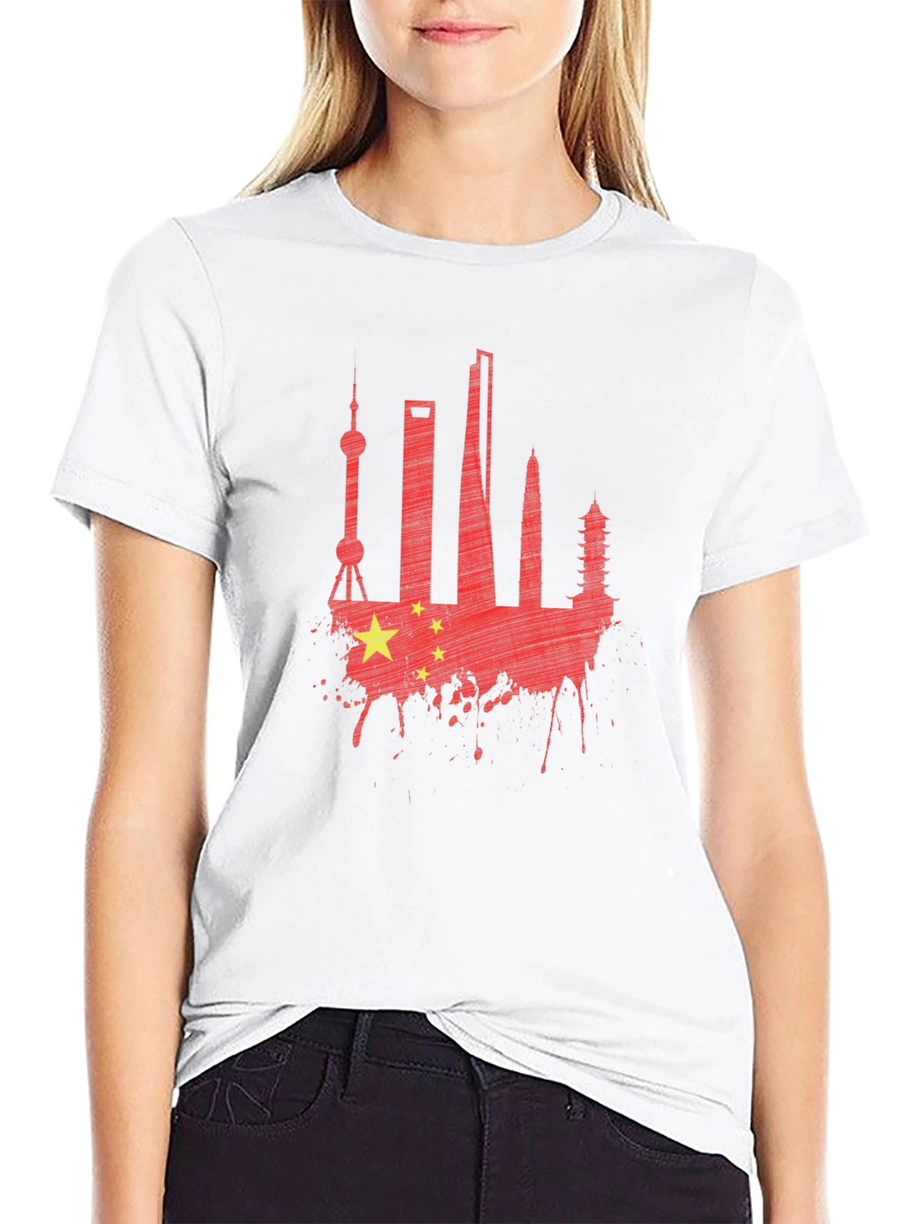 China Skyline Graphic T-Shirt - Black