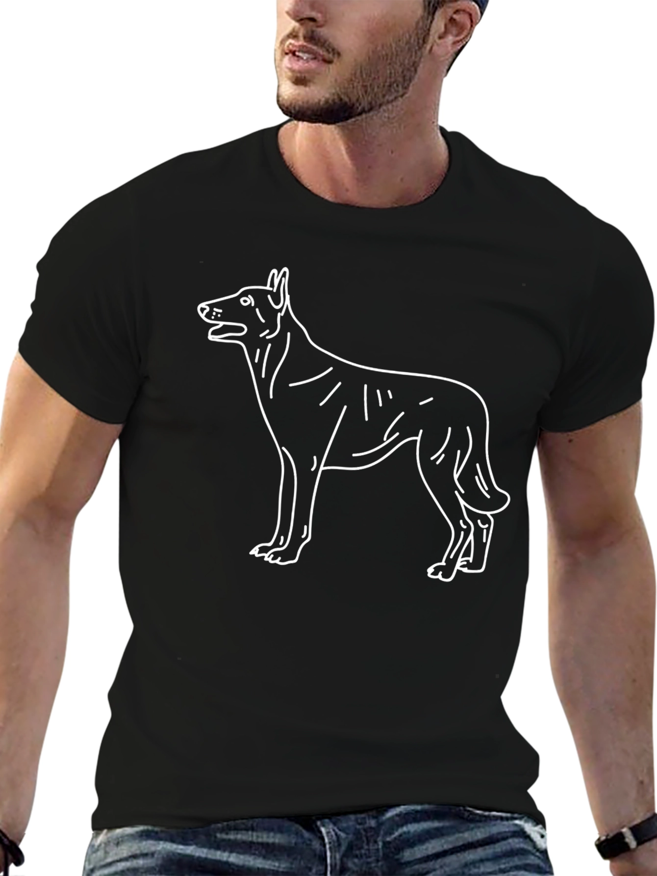 Dog Outline Black T-Shirt