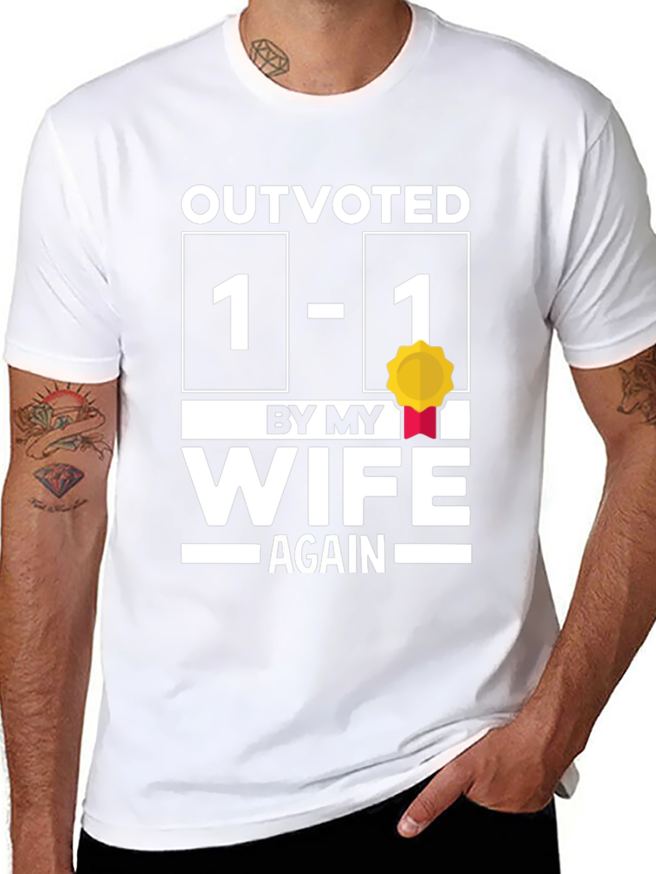Outvoted by My Wife Funny Graphic T-Shirt