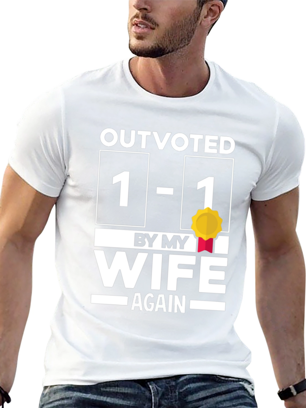 Outvoted by My Wife Funny Graphic T-Shirt