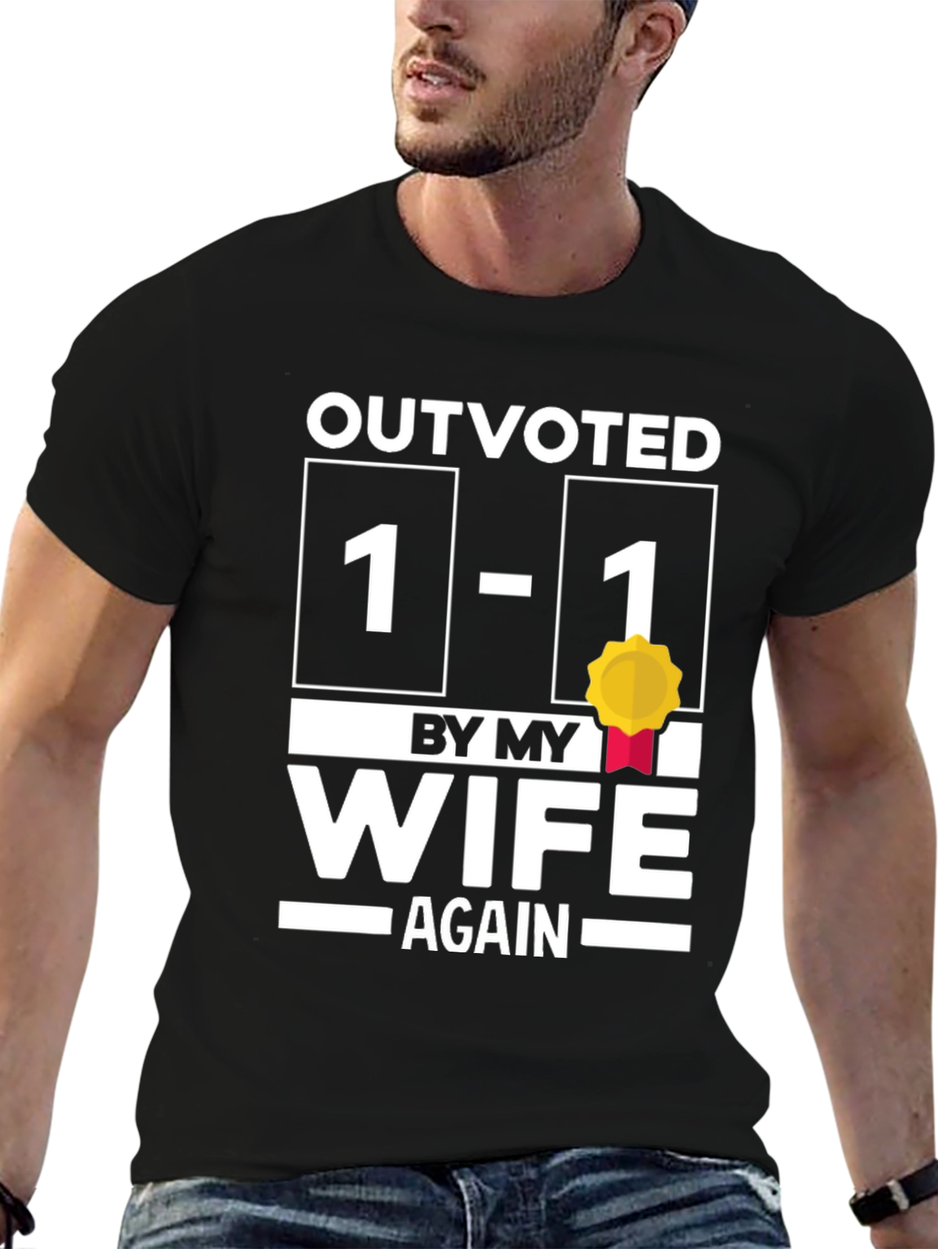 Outvoted by My Wife Funny Graphic T-Shirt