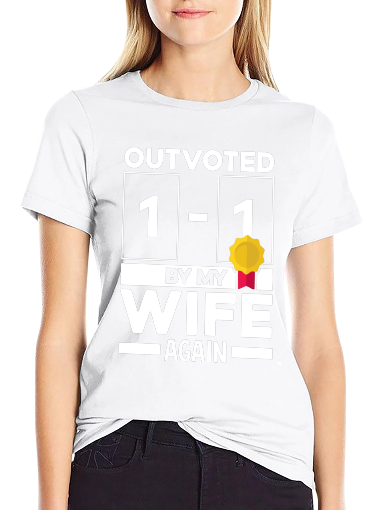 Outvoted by My Wife Funny Graphic T-Shirt