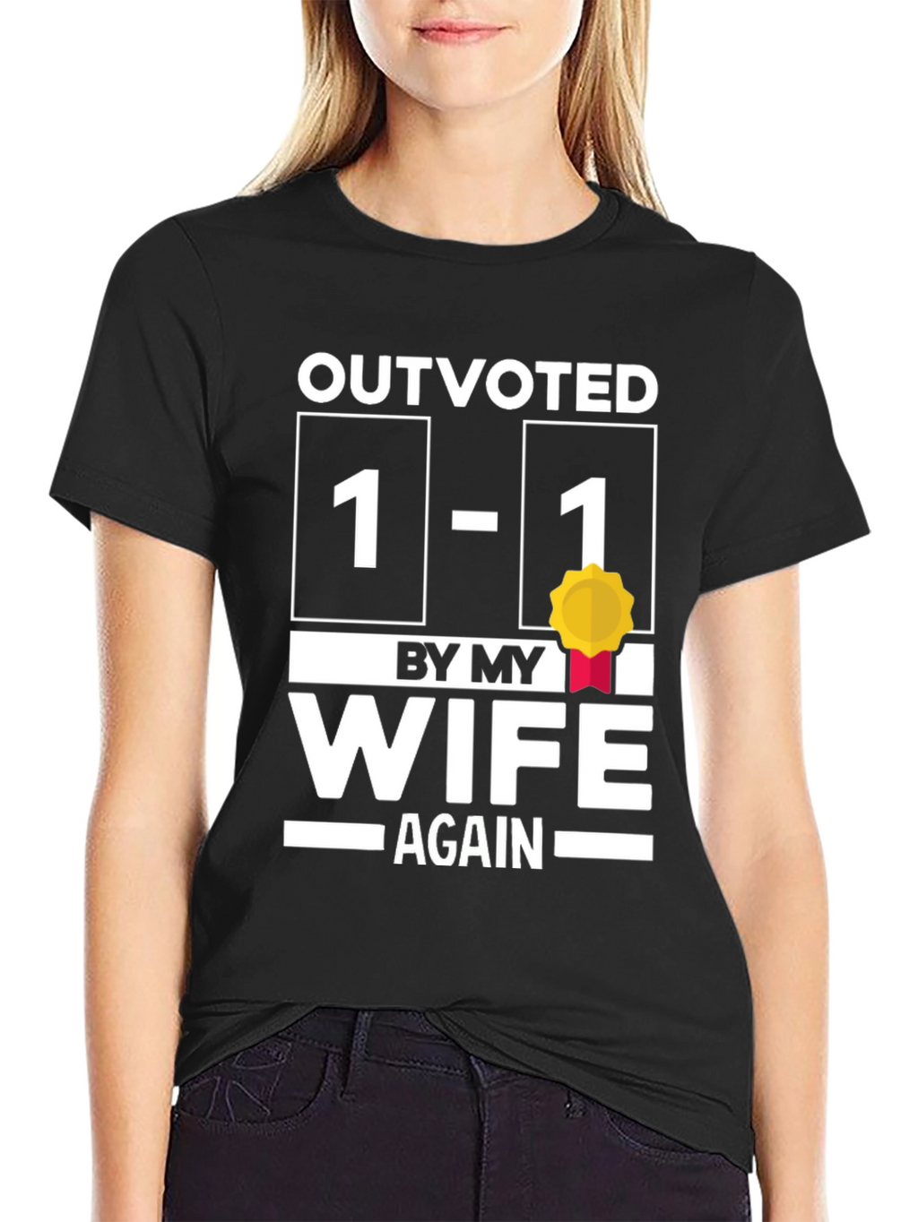 Outvoted by My Wife Funny Graphic T-Shirt