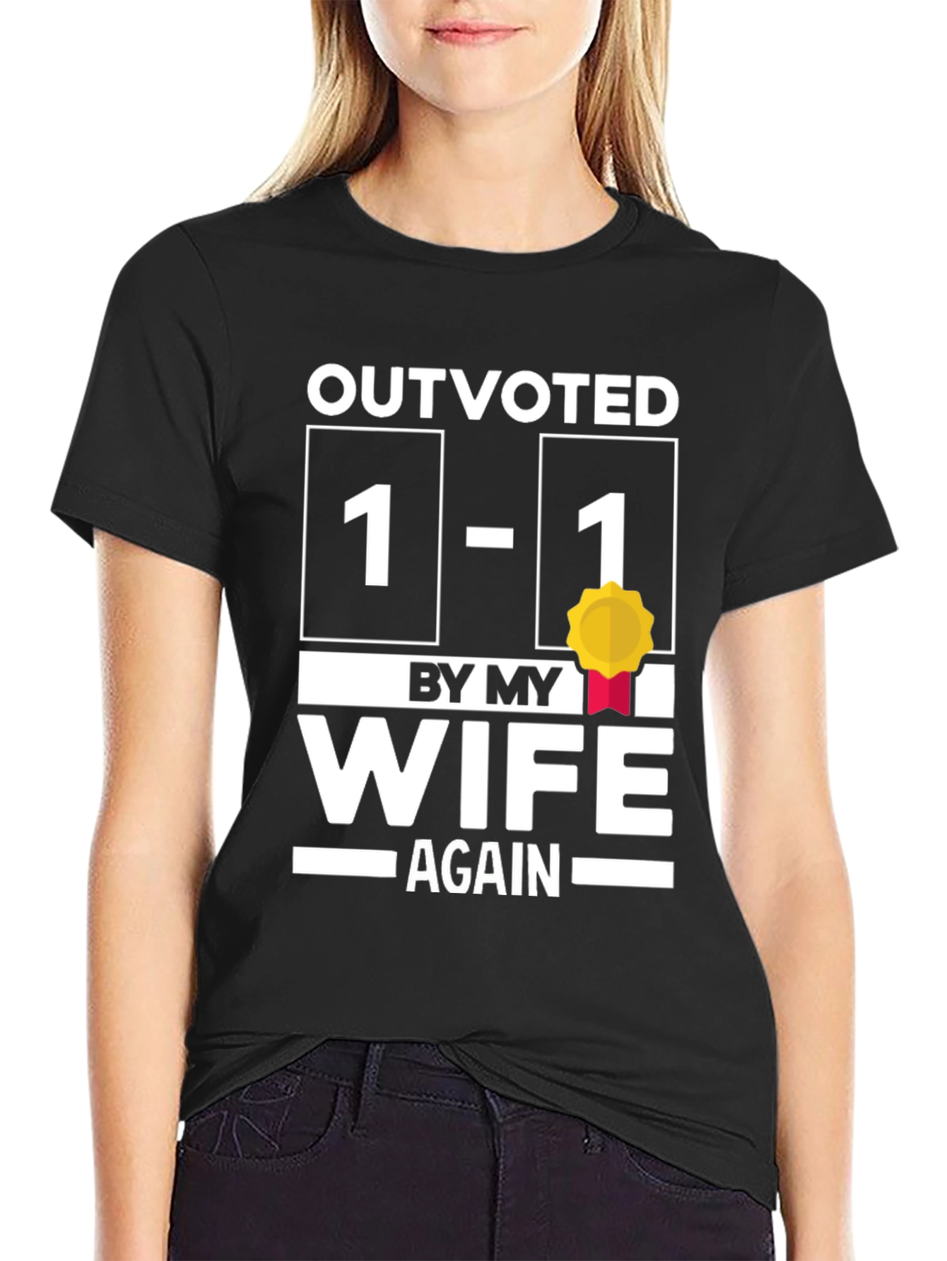 Outvoted by My Wife Funny Graphic T-Shirt