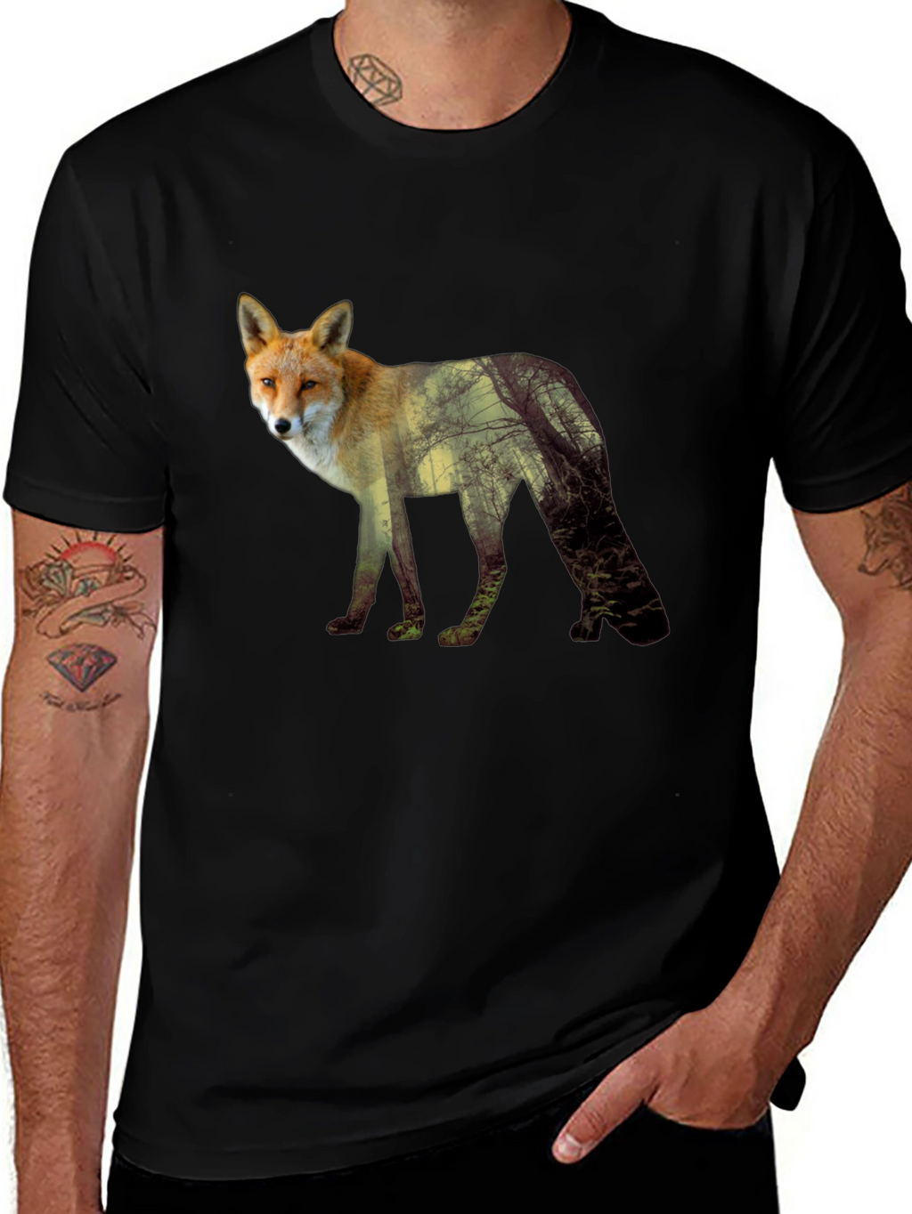 Fox Forest Graphic Tee - Mens Black T-Shirt