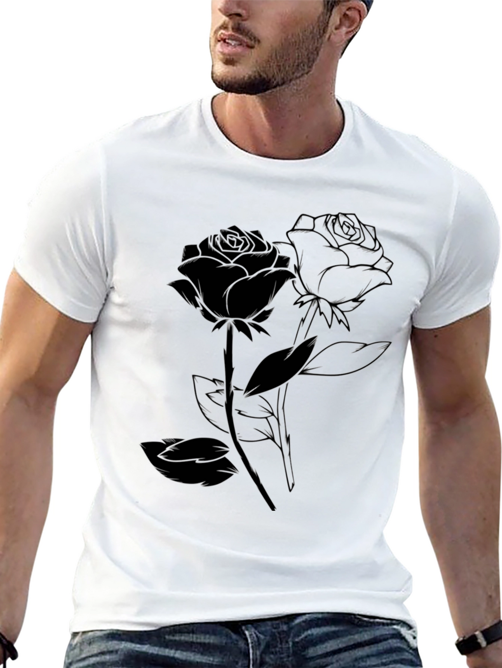 Black Rose Graphic Tee - Stylish Casual Wear