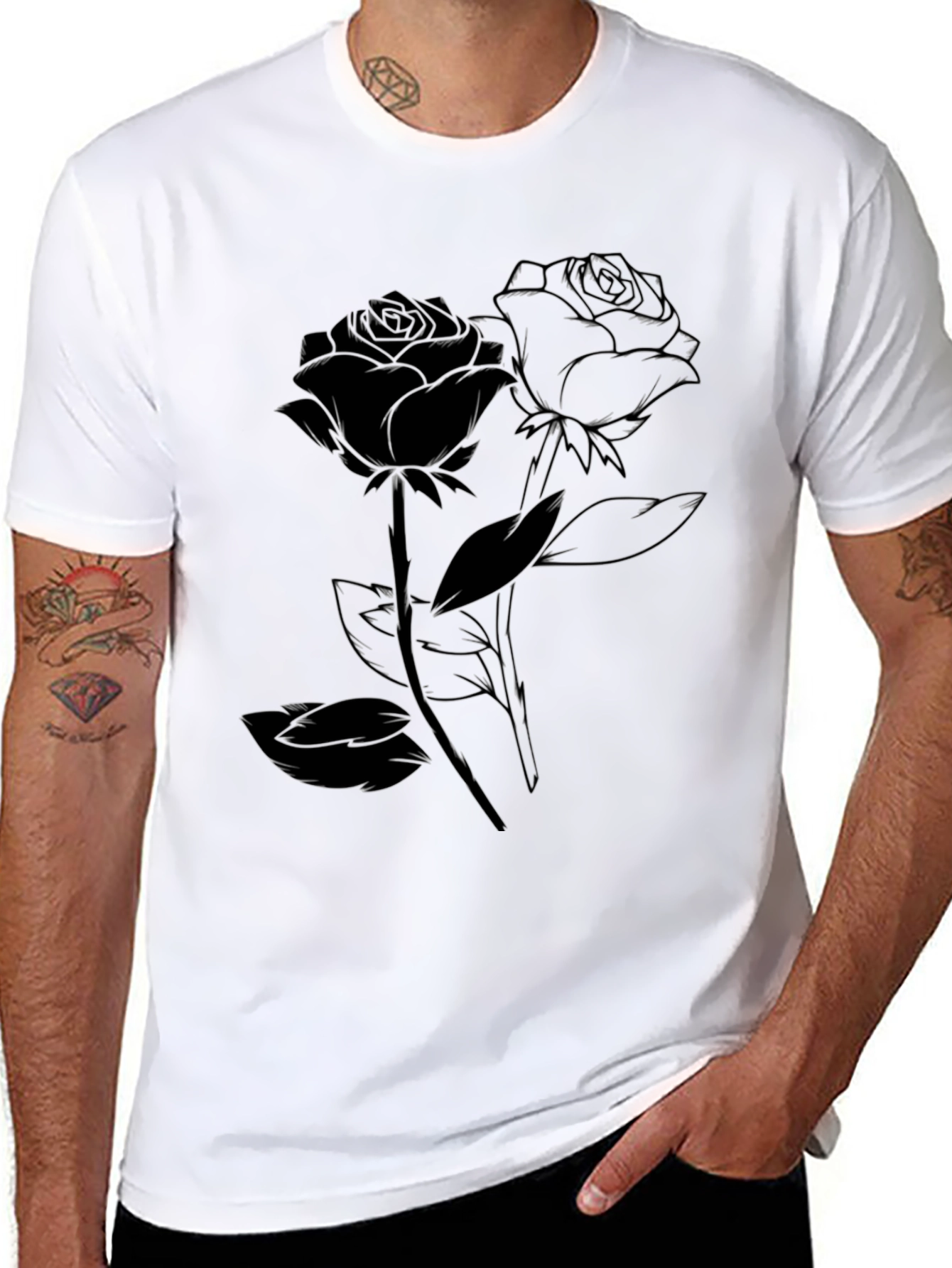 Black Rose Graphic Tee - Stylish Casual Wear