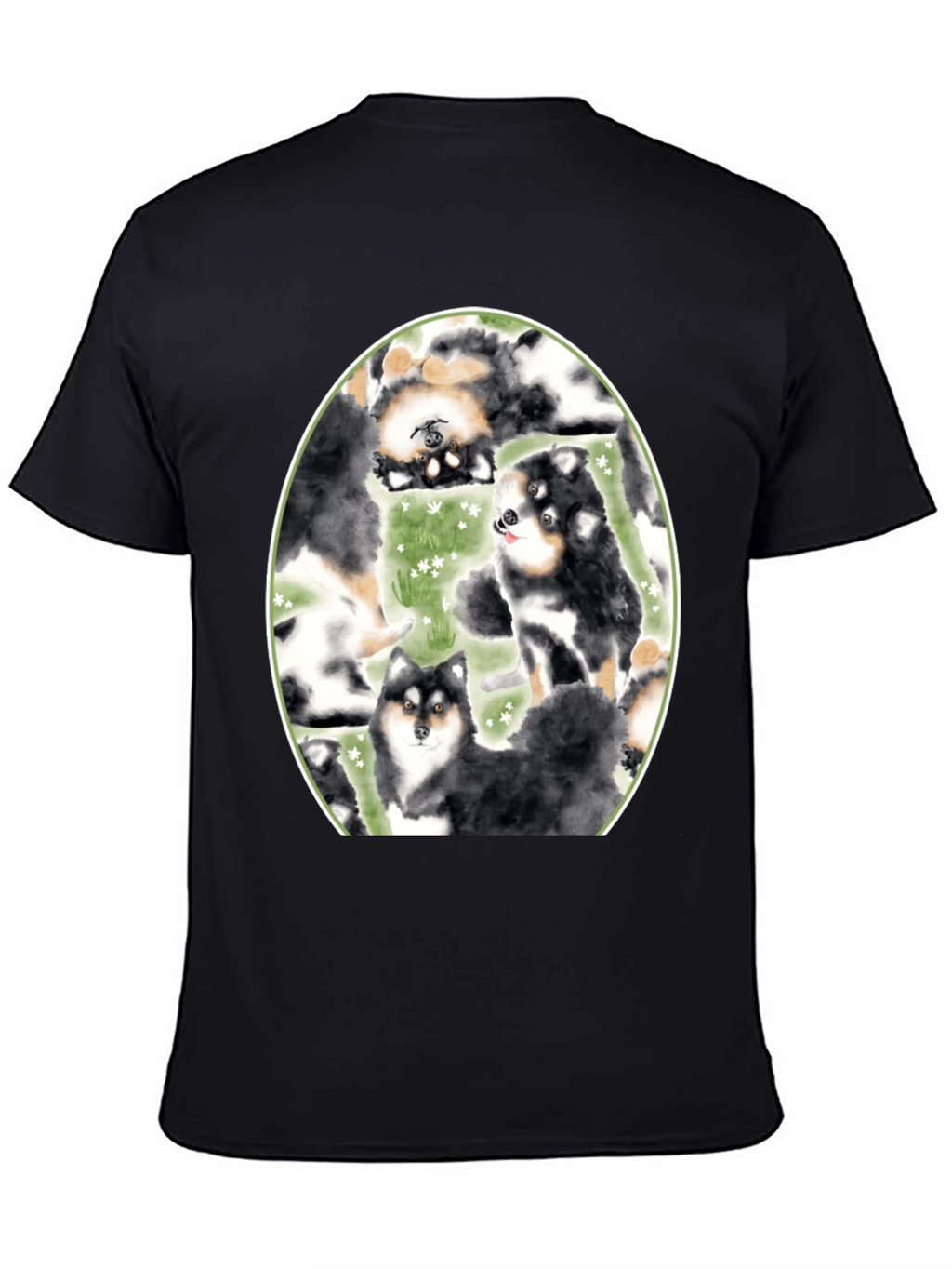 Dog Lovers T-Shirt: Cute Canine Pattern Black