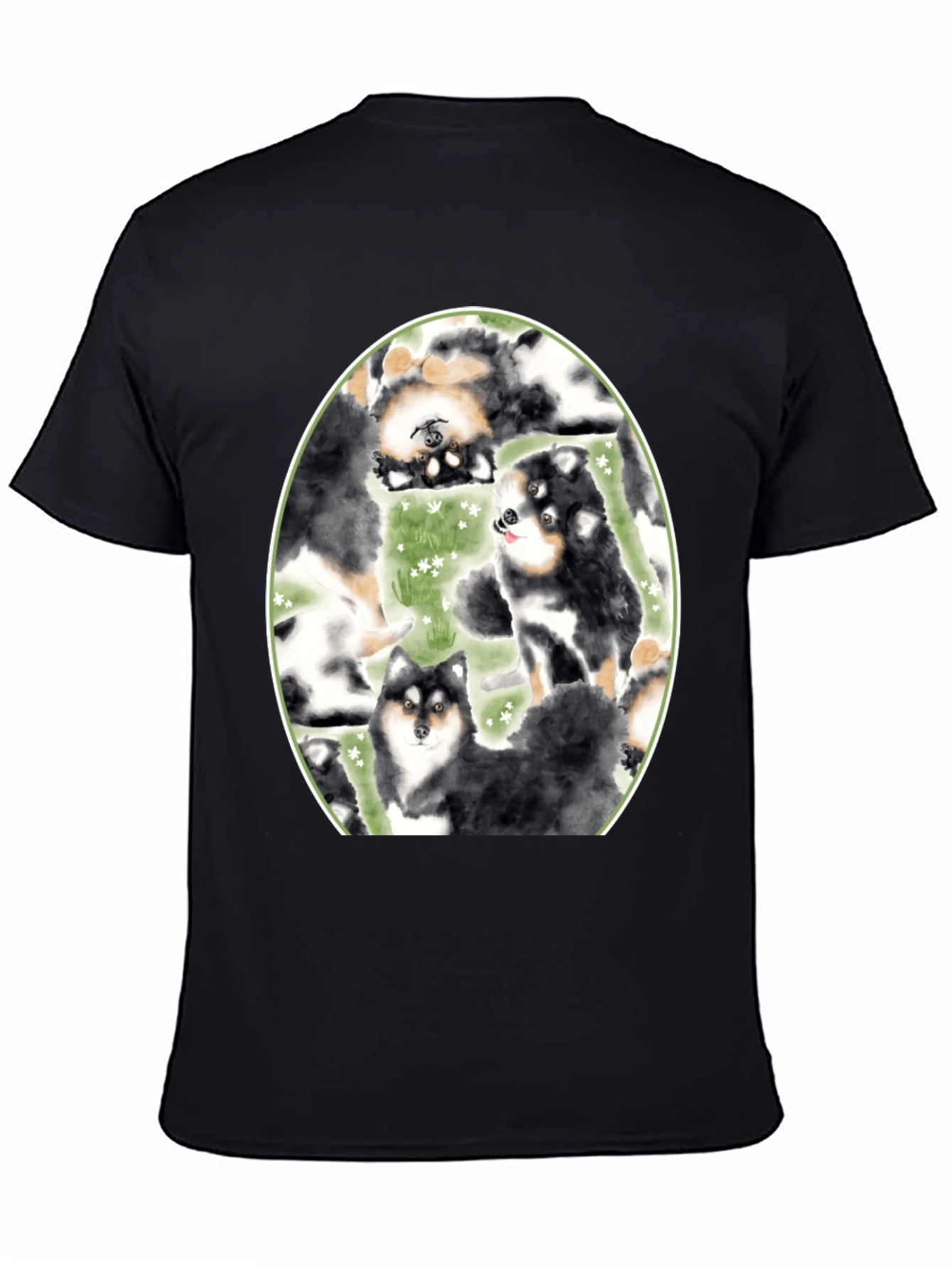 Dog Lovers T-Shirt: Cute Canine Pattern Black
