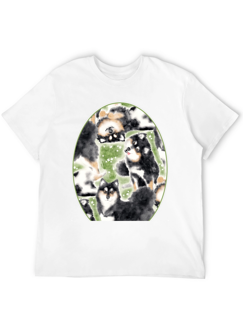 Dog Lovers T-Shirt: Cute Canine Pattern Black