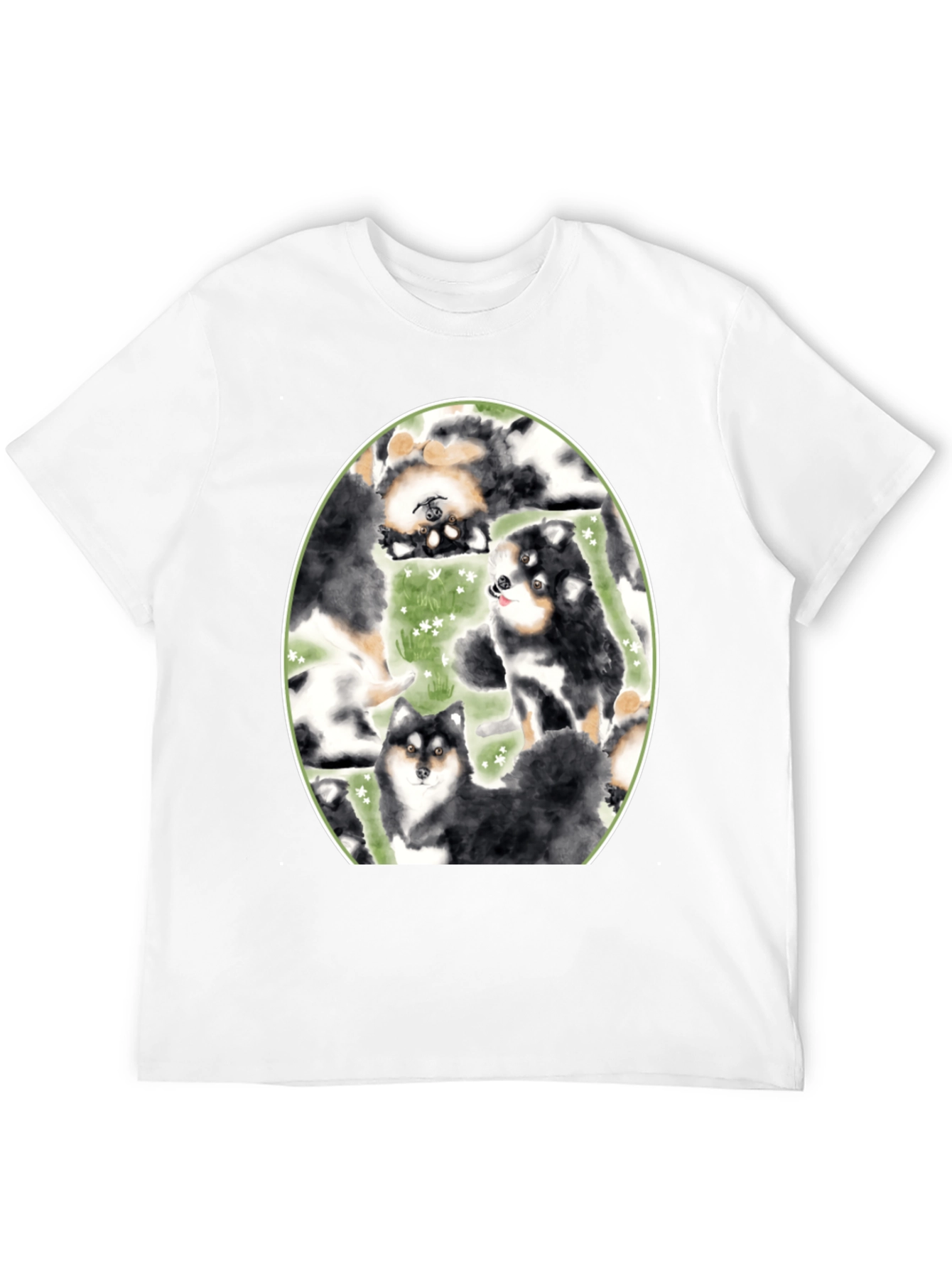 Dog Lovers T-Shirt: Cute Canine Pattern Black