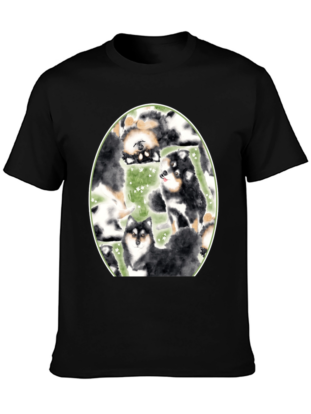 Dog Lovers T-Shirt: Cute Canine Pattern Black