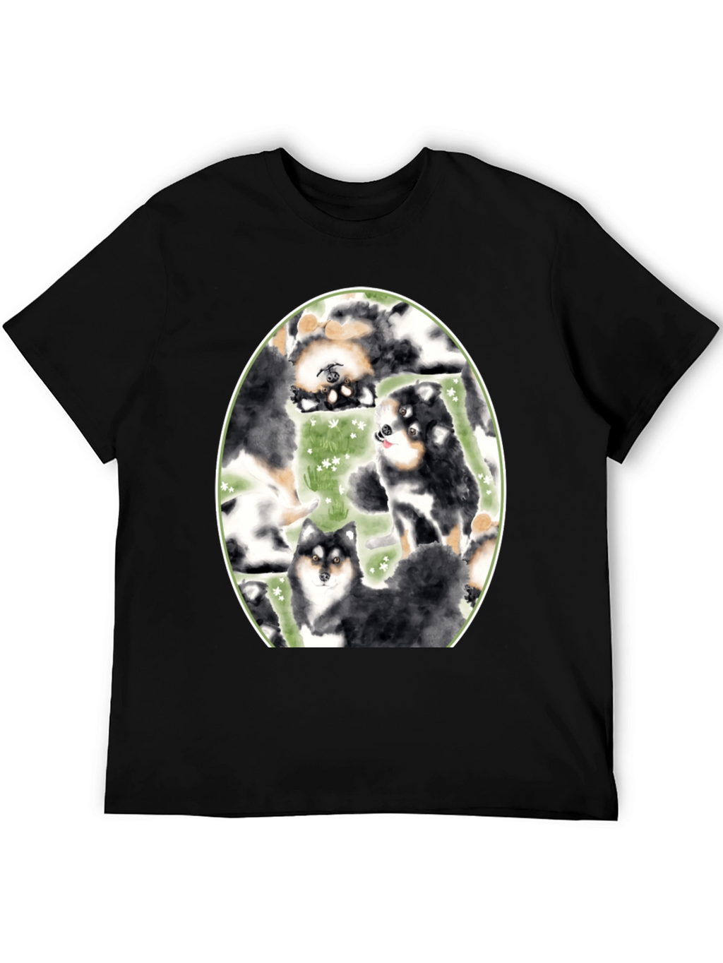 Dog Lovers T-Shirt: Cute Canine Pattern Black
