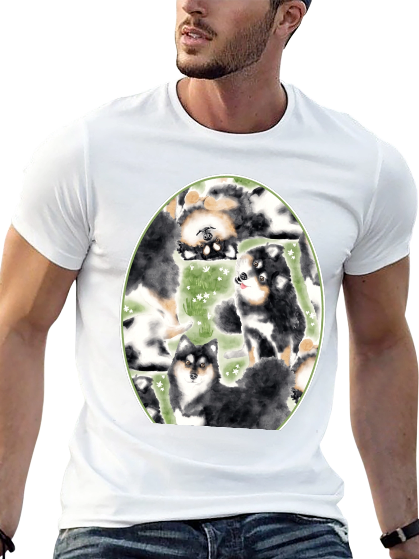 Dog Lovers T-Shirt: Cute Canine Pattern Black