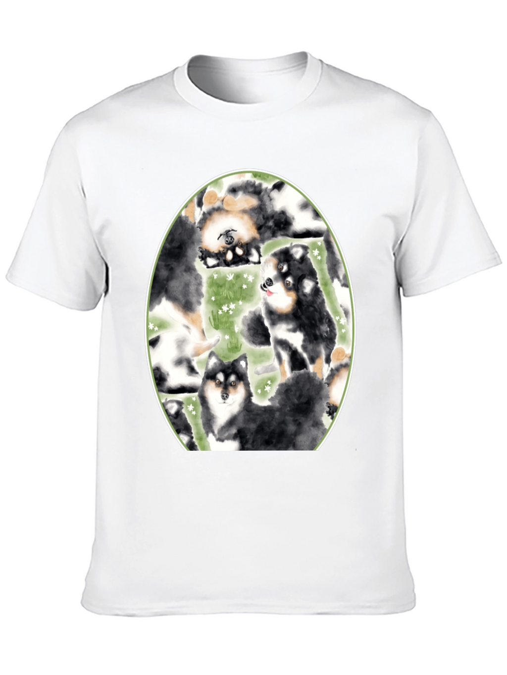 Dog Lovers T-Shirt: Cute Canine Pattern Black
