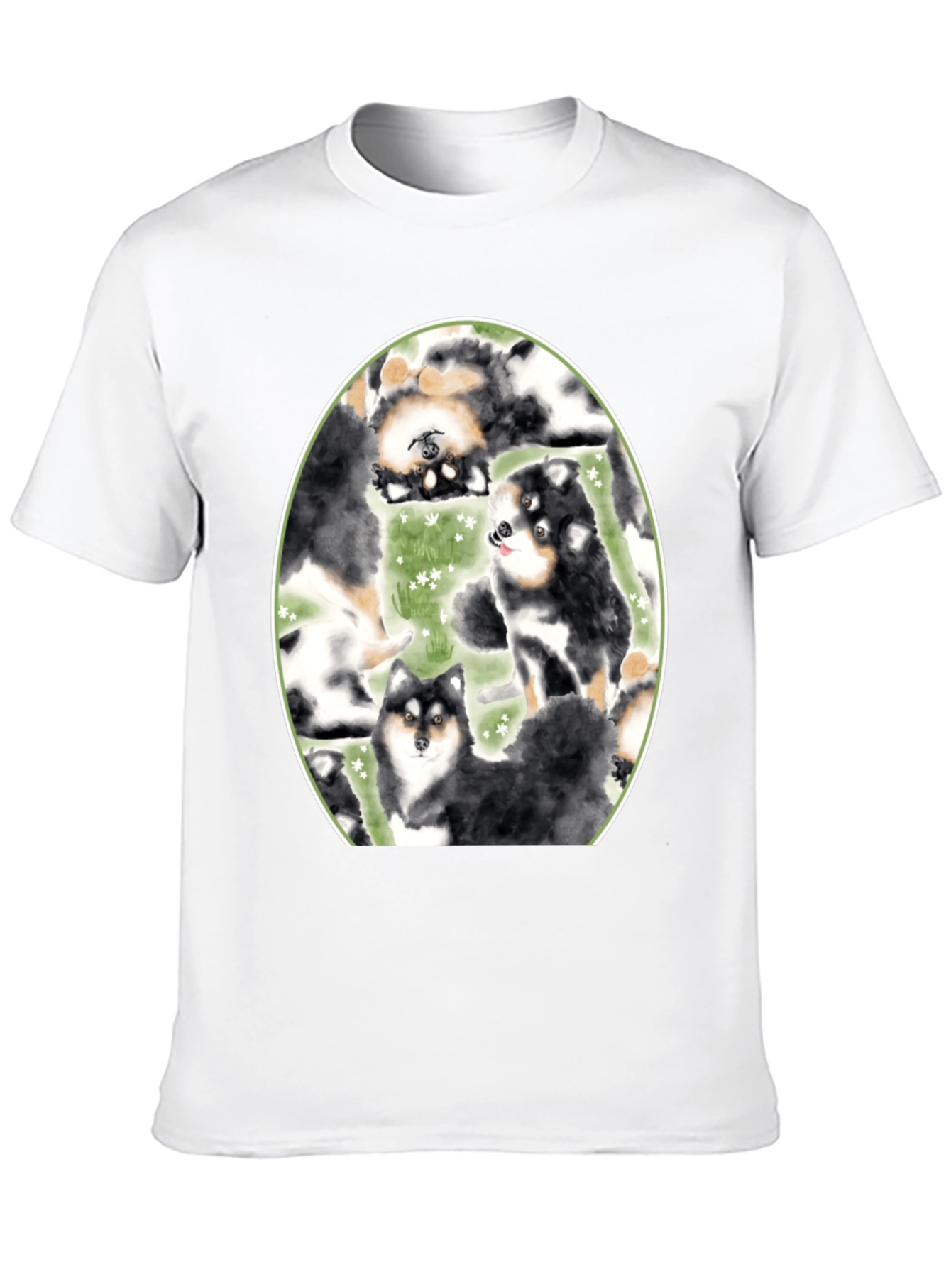 Dog Lovers T-Shirt: Cute Canine Pattern Black