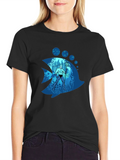 Aquaman Fish Graphic Tee - Black Cotton Blend