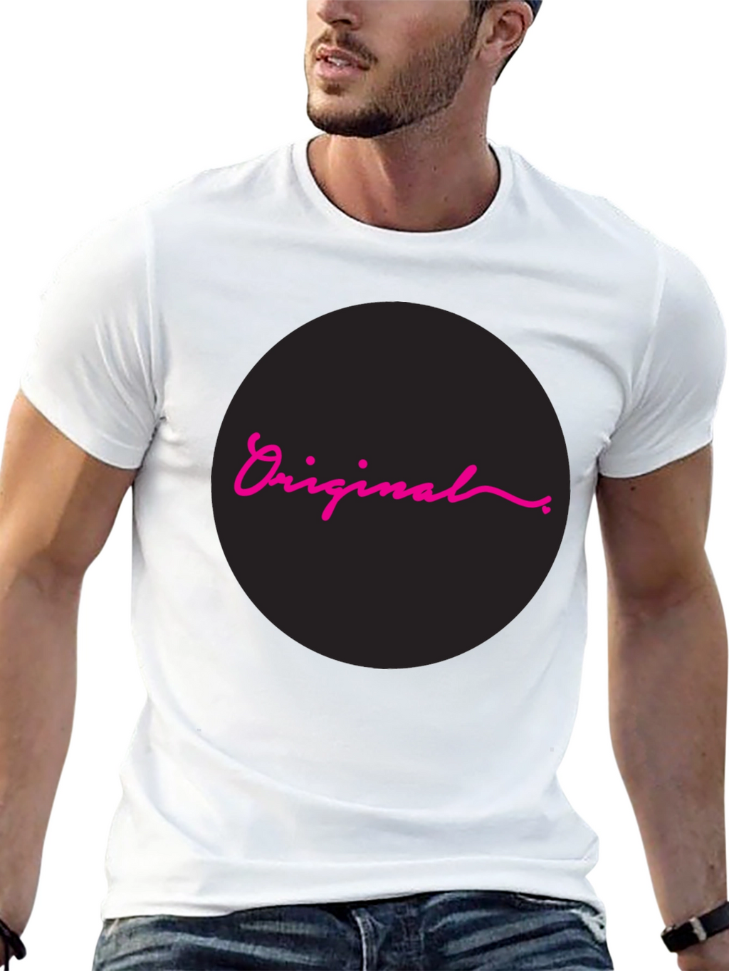 Original Design Black Cotton T-Shirt