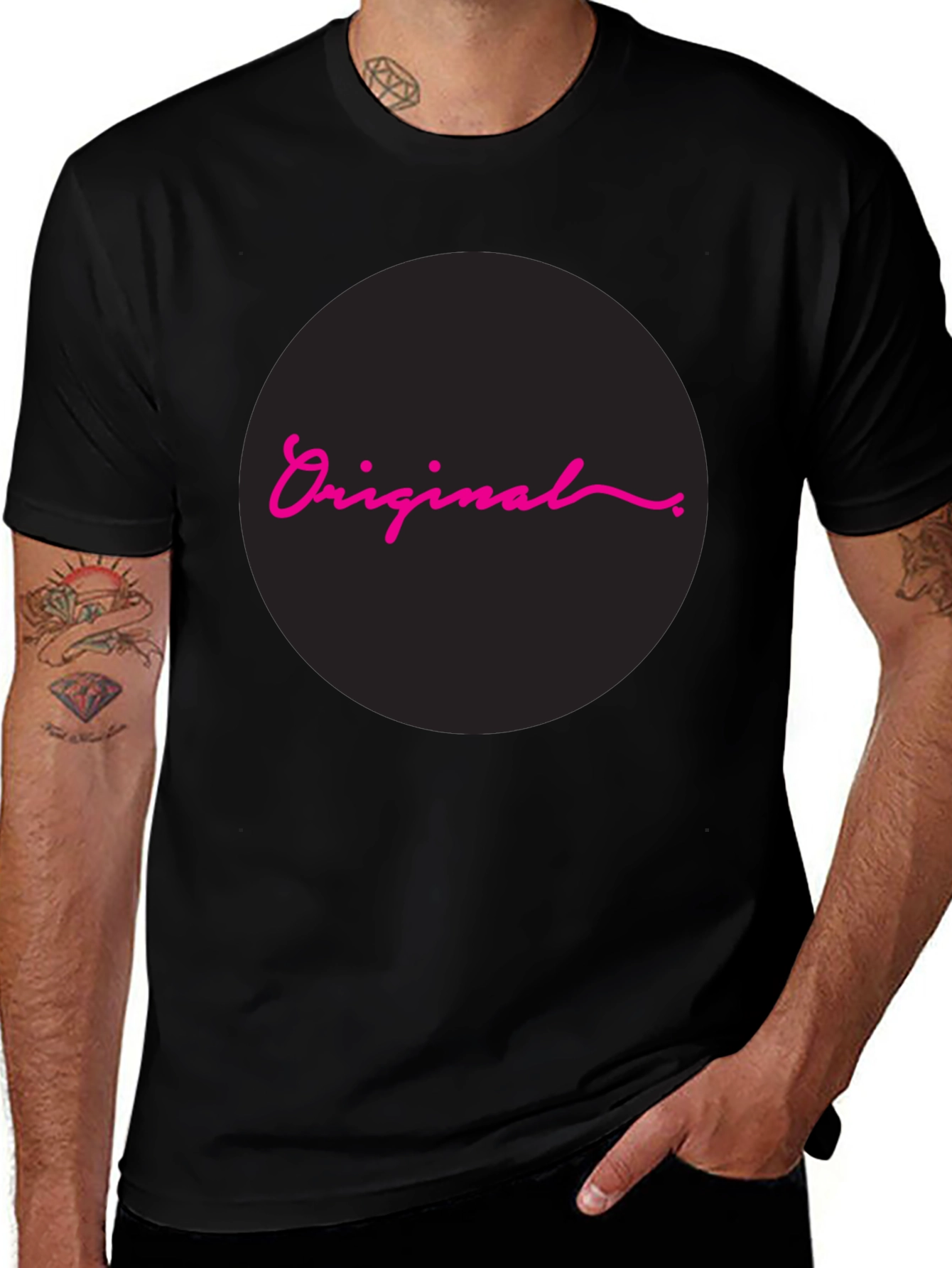 Original Design Black Cotton T-Shirt