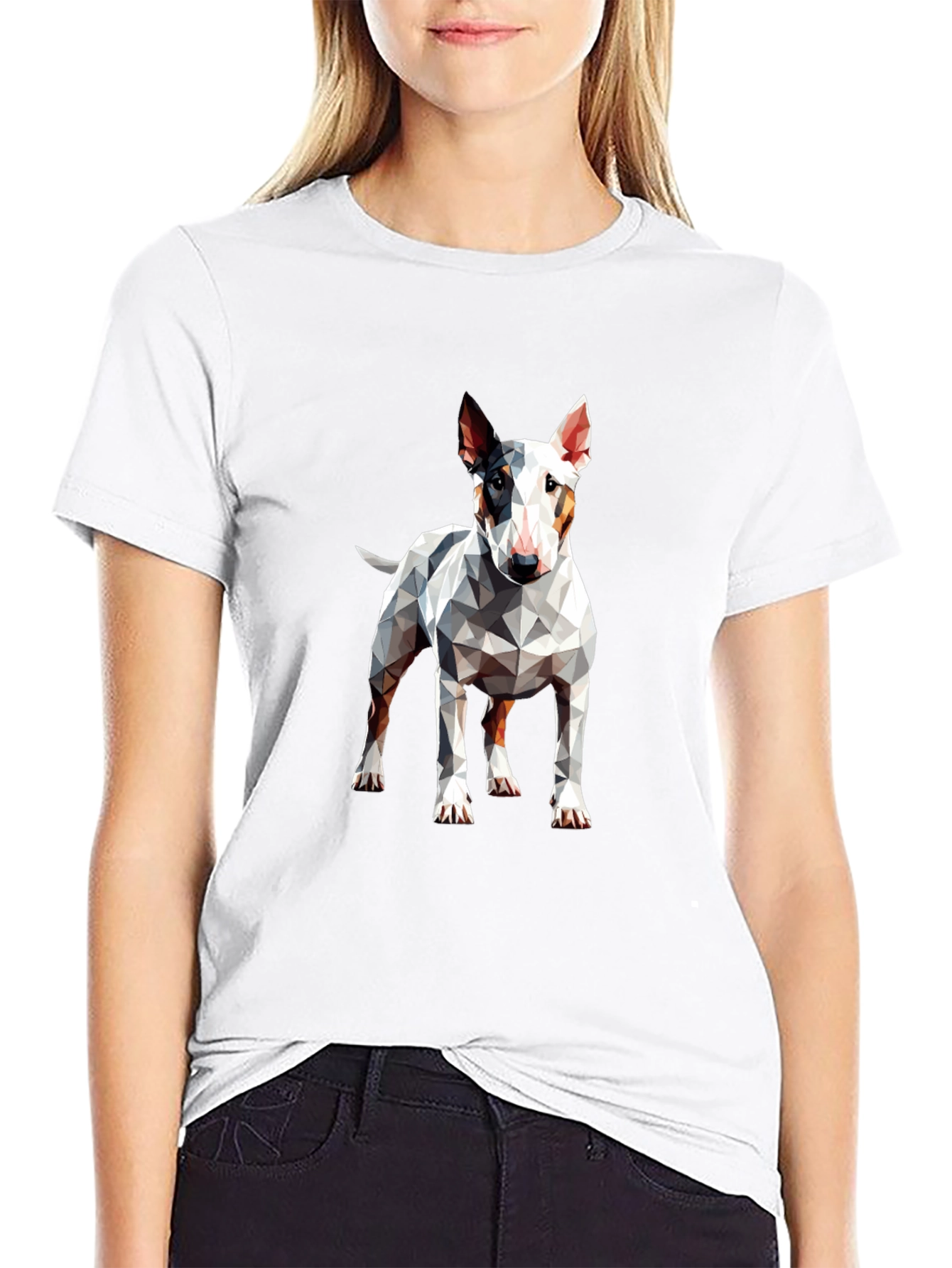 Geometric Bull Terrier Graphic Tee - Mens Black T-Shirt
