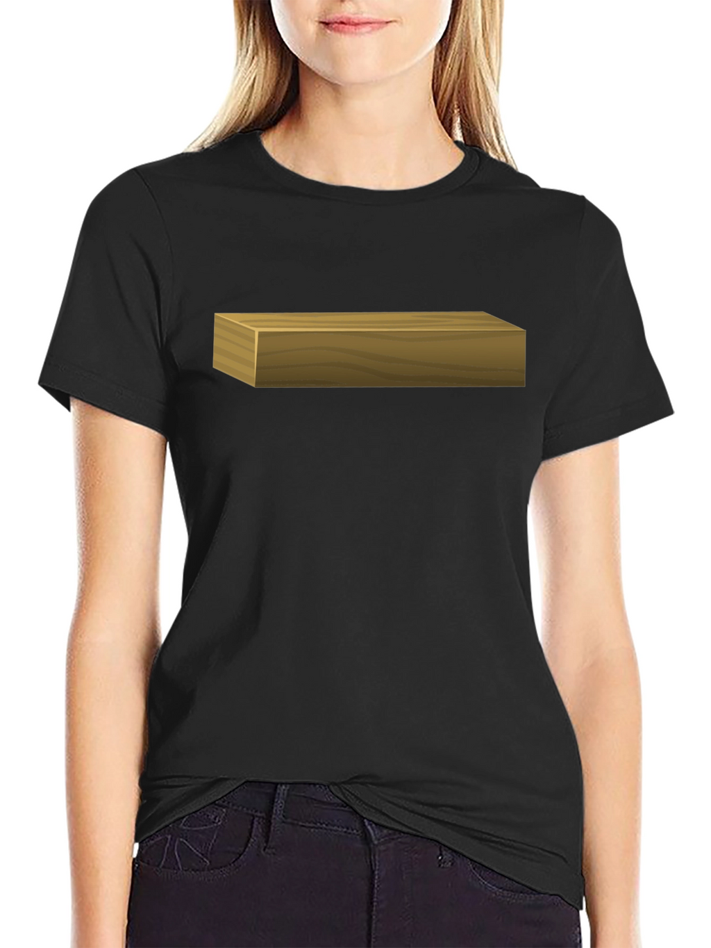 Mens Black T-Shirt with Wood Block Graphic