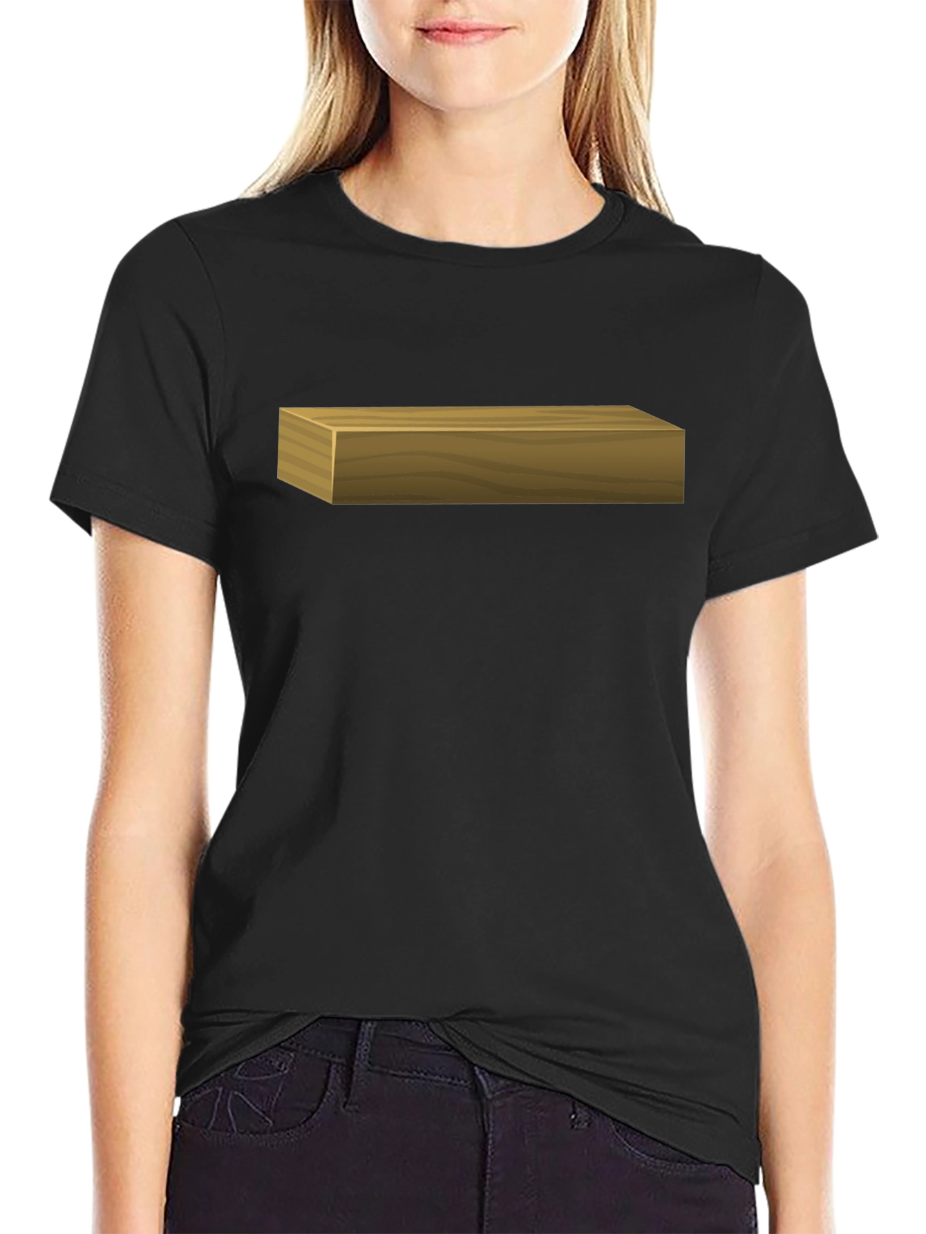Mens Black T-Shirt with Wood Block Graphic