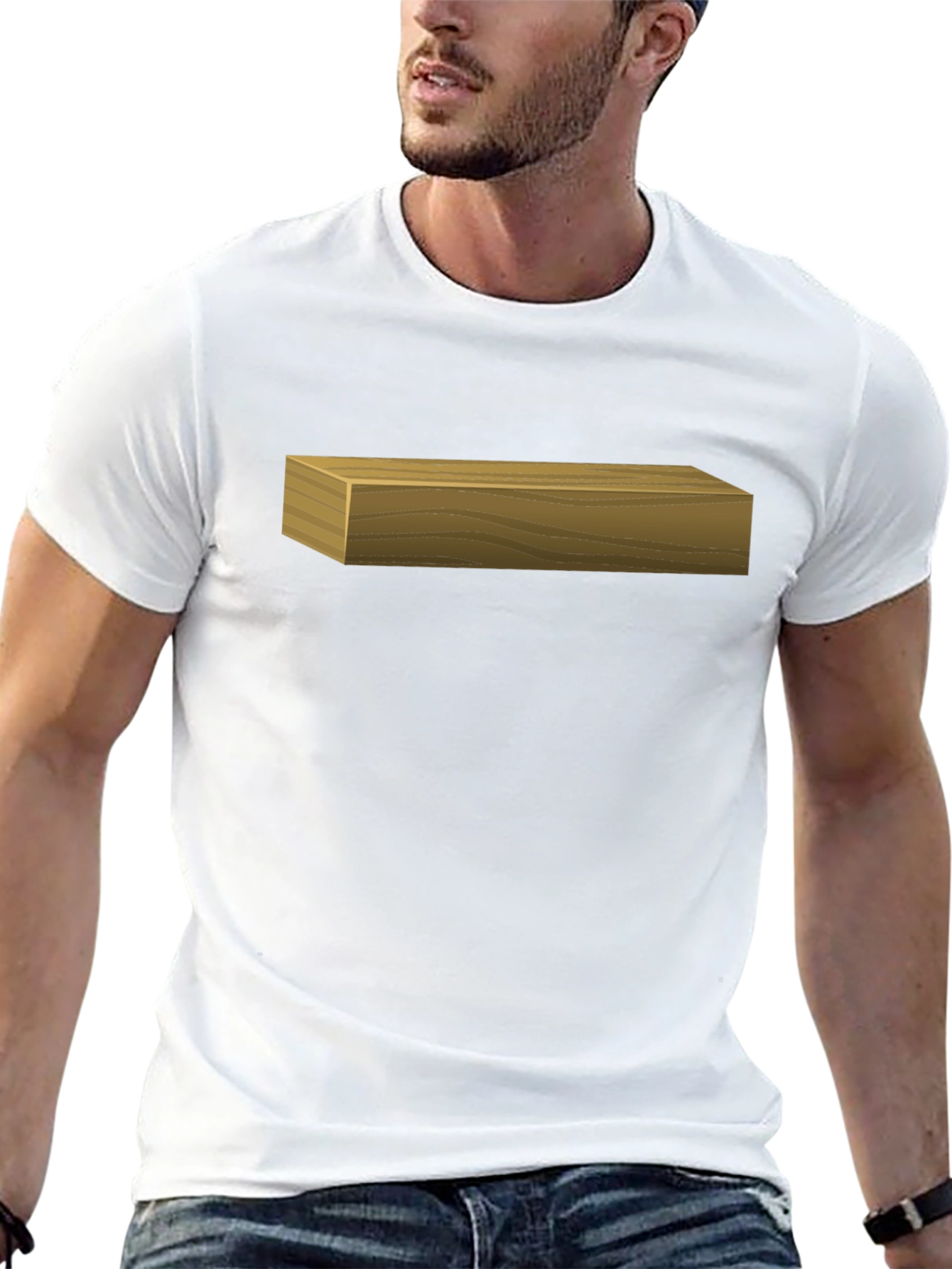 Mens Black T-Shirt with Wood Block Graphic